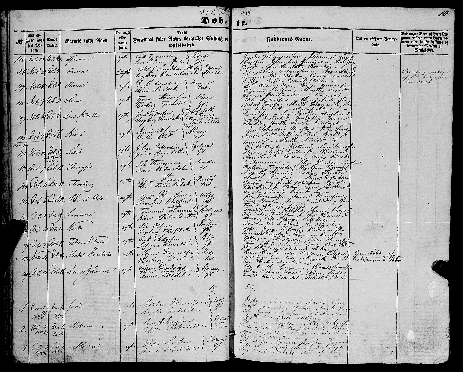 Fjelberg sokneprestembete, AV/SAB-A-75201/H/Haa: Parish register (official) no. A 7, 1851-1867, p. 10