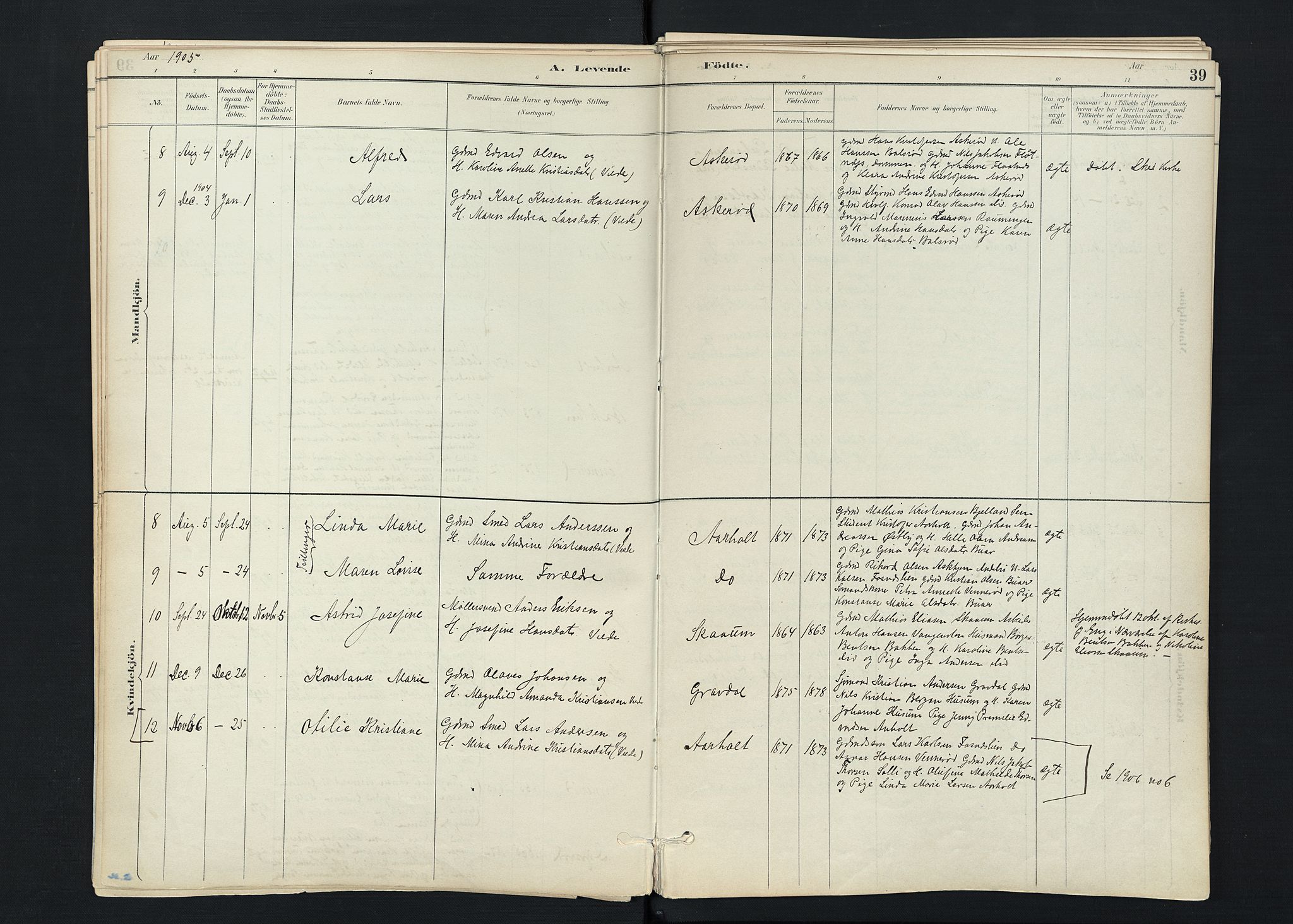 Stokke kirkebøker, AV/SAKO-A-320/F/Fc/L0001: Parish register (official) no. III 1, 1884-1910, p. 39