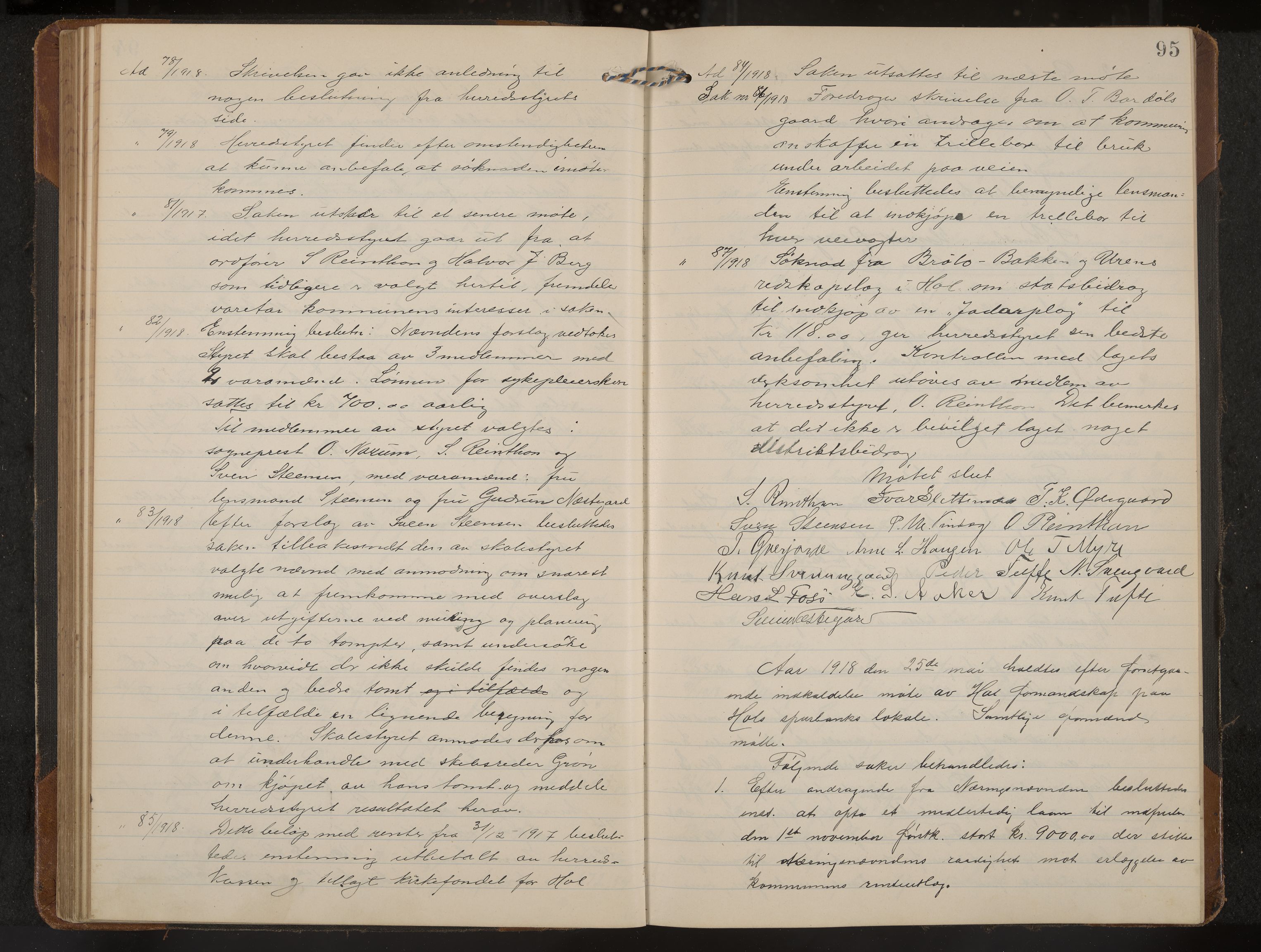 Hol formannskap og sentraladministrasjon, IKAK/0620021-1/A/L0006: Møtebok, 1916-1922, p. 95
