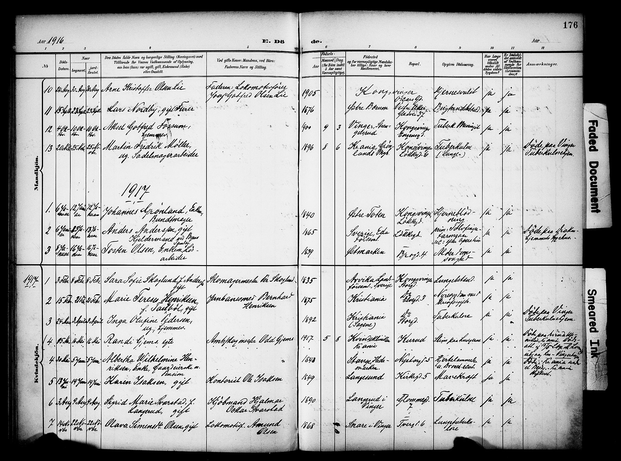 Vinger prestekontor, AV/SAH-PREST-024/H/Ha/Haa/L0016: Parish register (official) no. 16, 1898-1920, p. 176