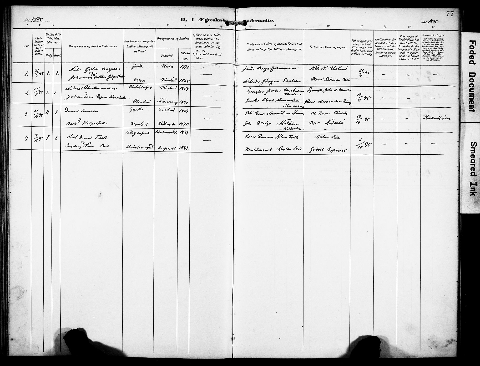 Finnås sokneprestembete, AV/SAB-A-99925/H/Ha/Haa/Haad/L0002: Parish register (official) no. D 2, 1895-1906, p. 77