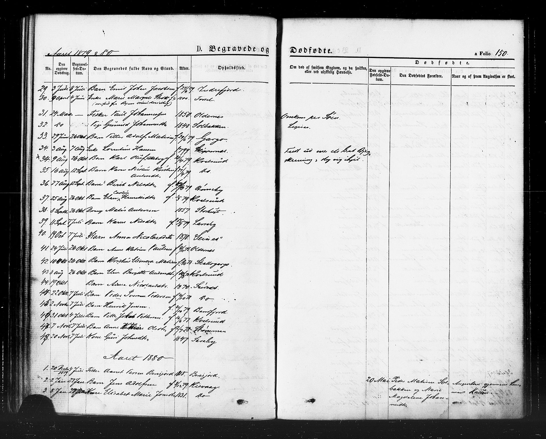 Hammerfest sokneprestkontor, AV/SATØ-S-1347/H/Ha/L0007.kirke: Parish register (official) no. 7, 1869-1884, p. 150