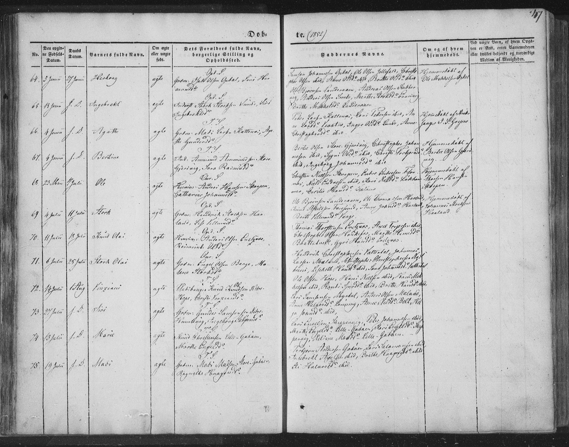 Tysnes sokneprestembete, AV/SAB-A-78601/H/Haa: Parish register (official) no. A 10, 1848-1859, p. 47