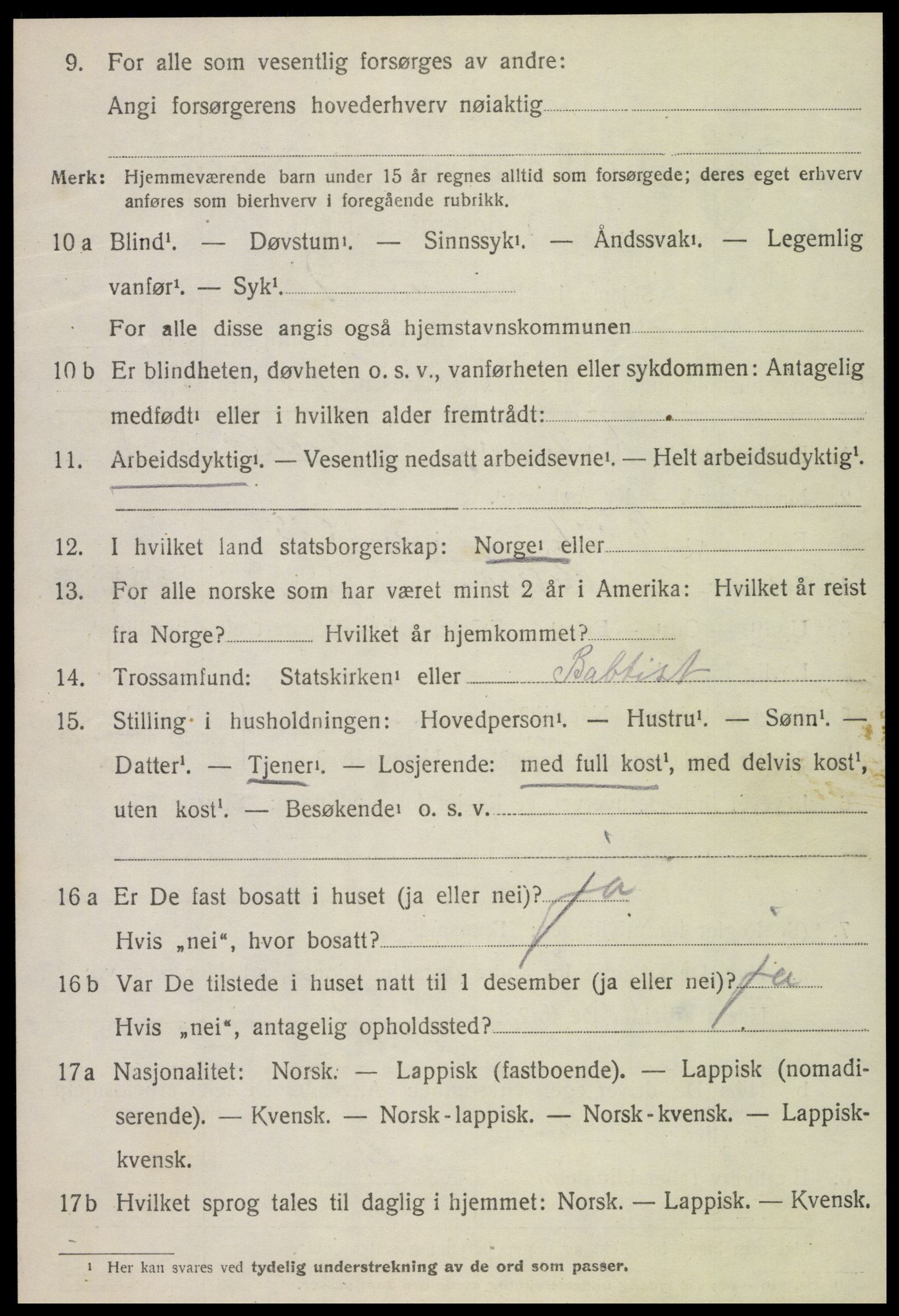 SAT, 1920 census for Verdal, 1920, p. 6390