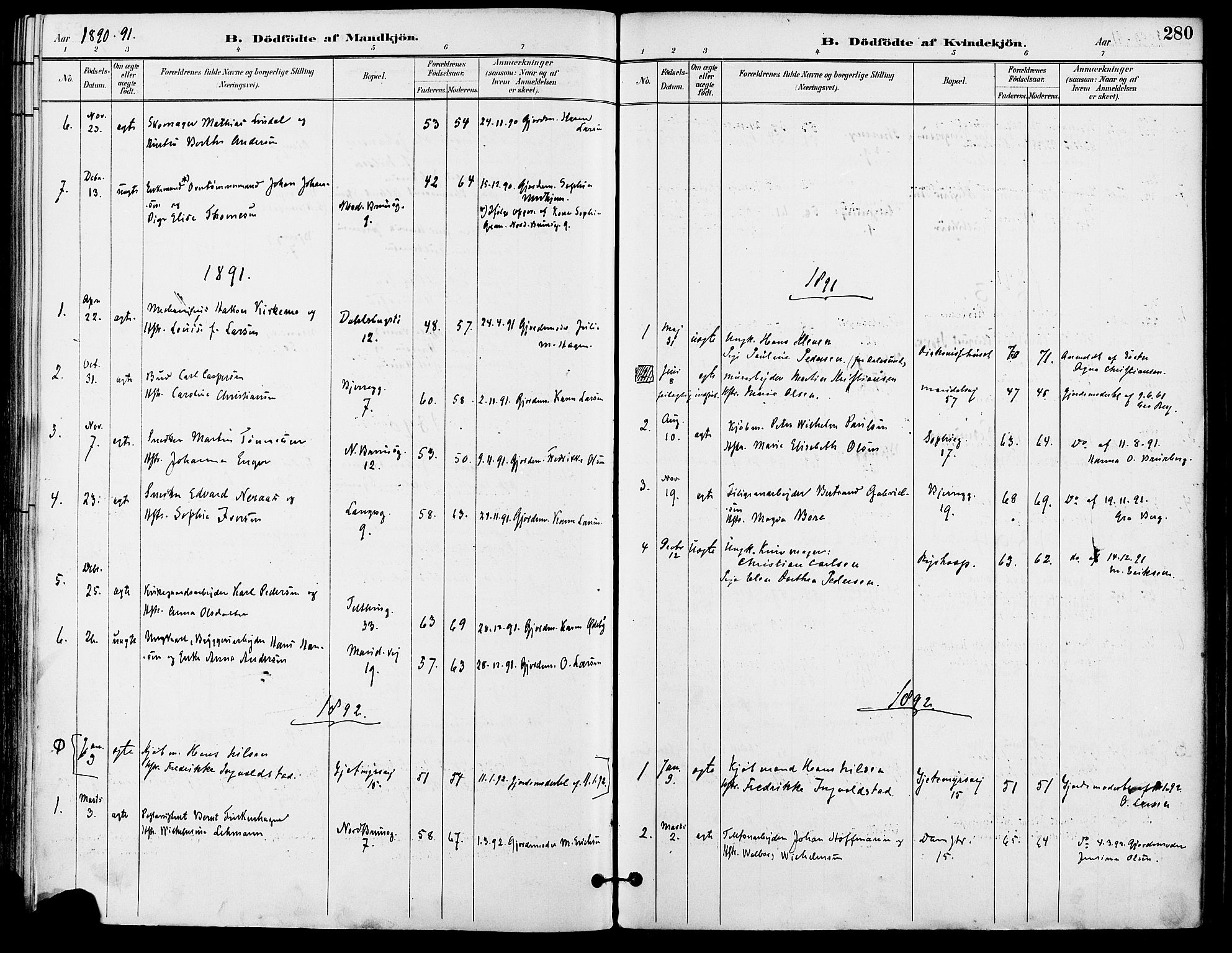 Gamle Aker prestekontor Kirkebøker, SAO/A-10617a/F/L0008: Parish register (official) no. 8, 1887-1896, p. 280