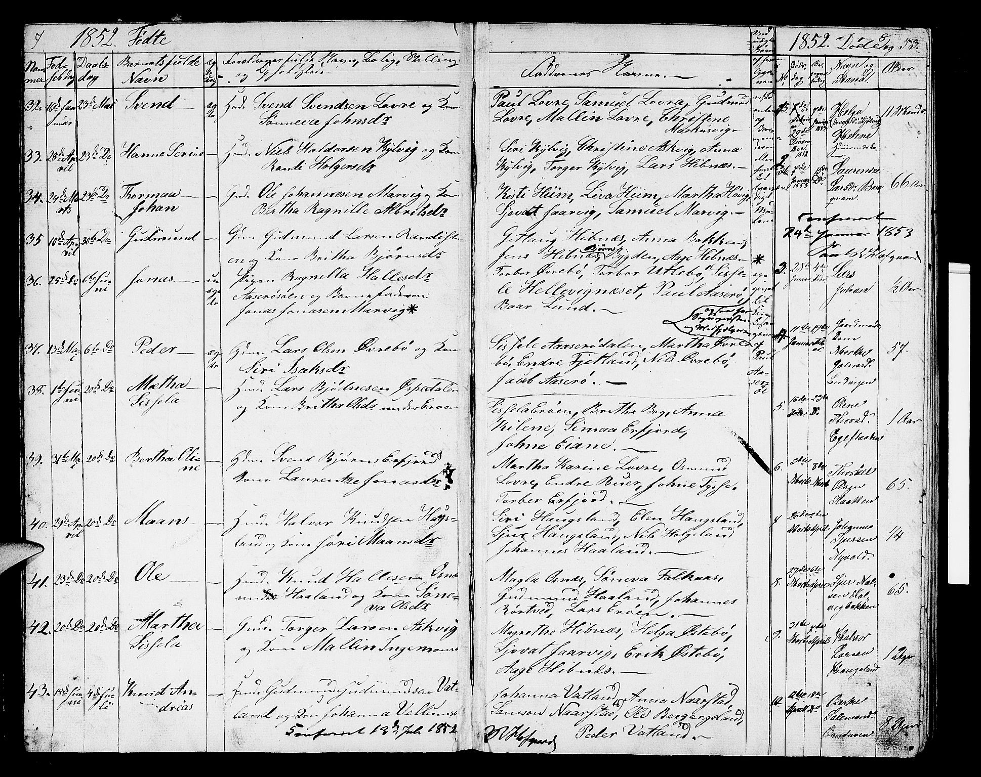 Jelsa sokneprestkontor, SAST/A-101842/01/V: Parish register (copy) no. B 2, 1852-1863, p. 7-8