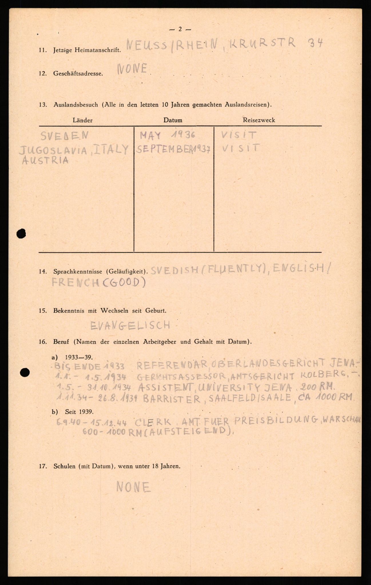 Forsvaret, Forsvarets overkommando II, AV/RA-RAFA-3915/D/Db/L0027: CI Questionaires. Tyske okkupasjonsstyrker i Norge. Tyskere., 1945-1946, p. 506