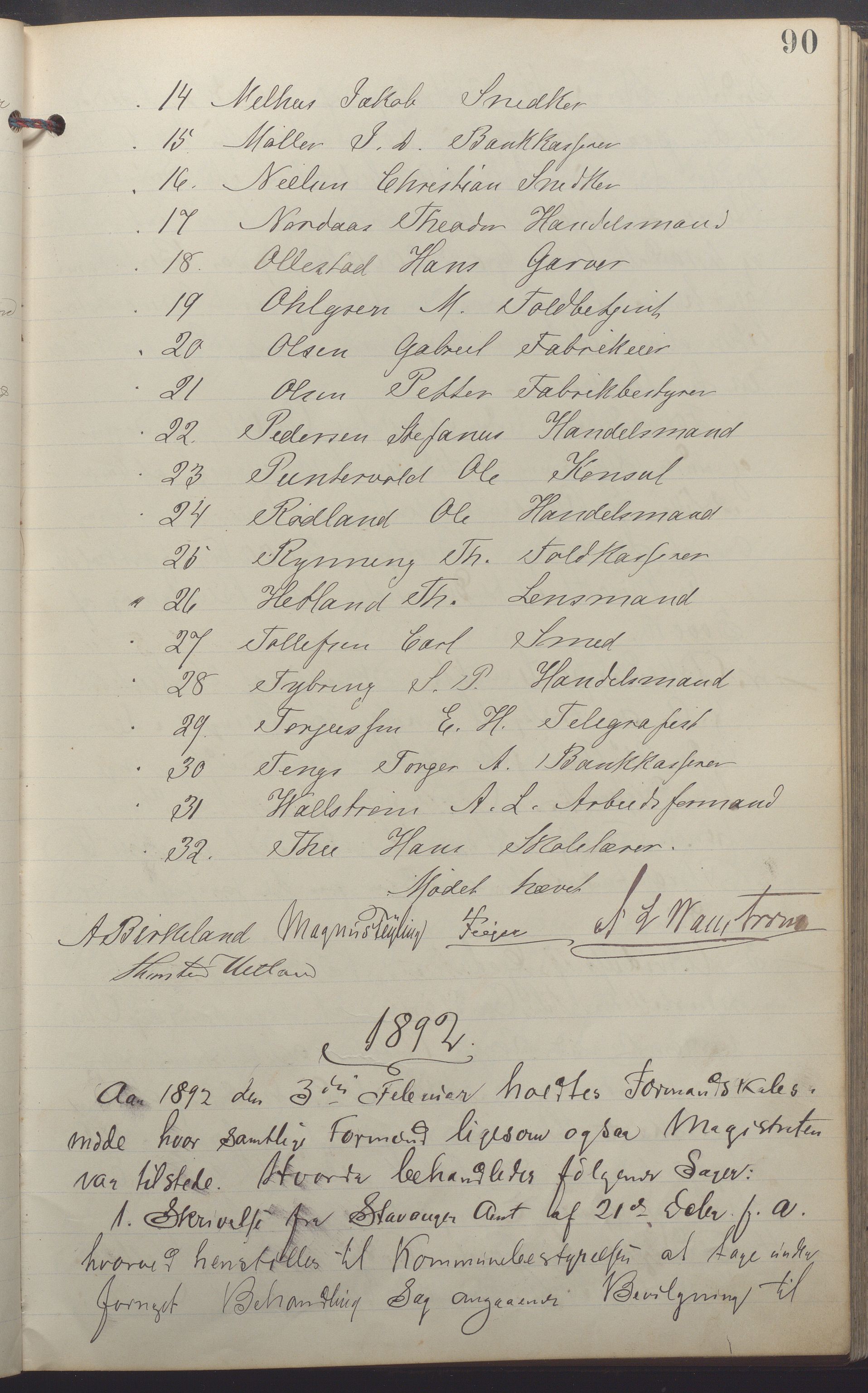 Egersund kommune (Ladested) - Formannskapet, IKAR/K-100502/A/L0005: Forhandlingsprotokoll, 1888-1897, p. 90a