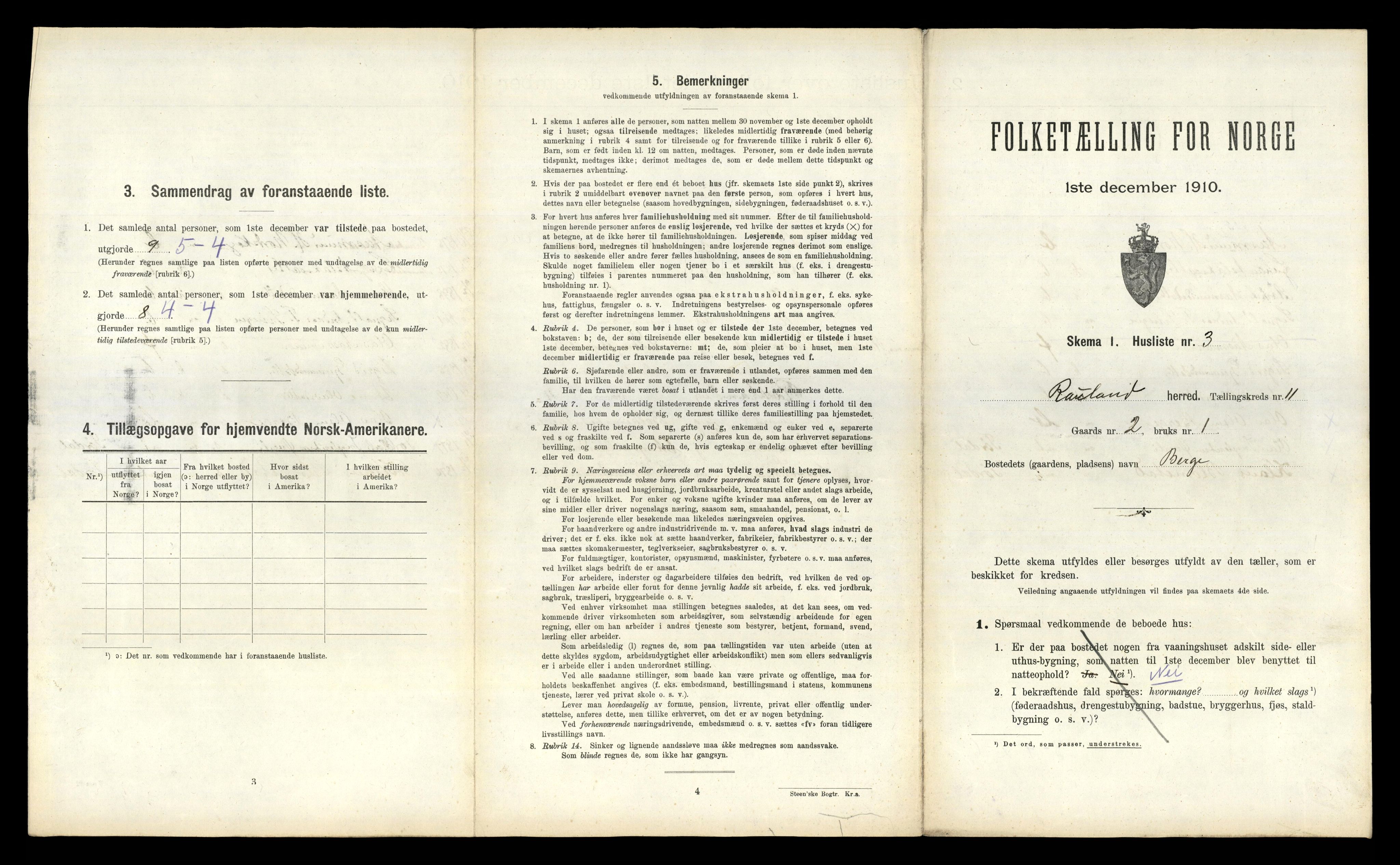 RA, 1910 census for Rauland, 1910, p. 367