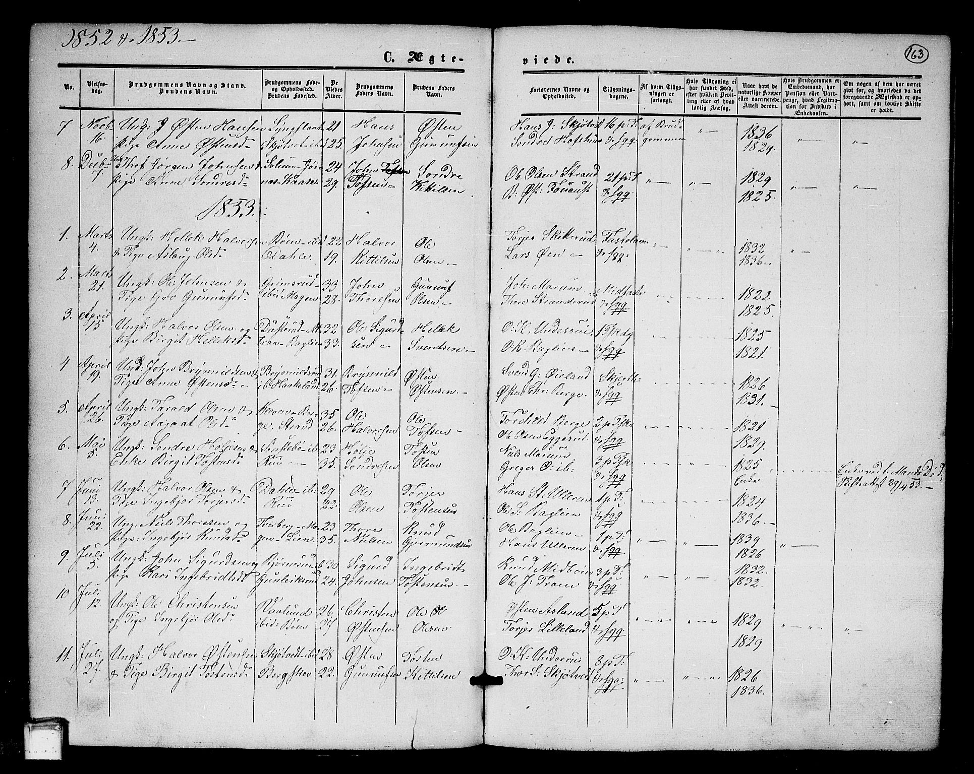 Tinn kirkebøker, SAKO/A-308/G/Ga/L0002: Parish register (copy) no. I 2, 1851-1883, p. 163