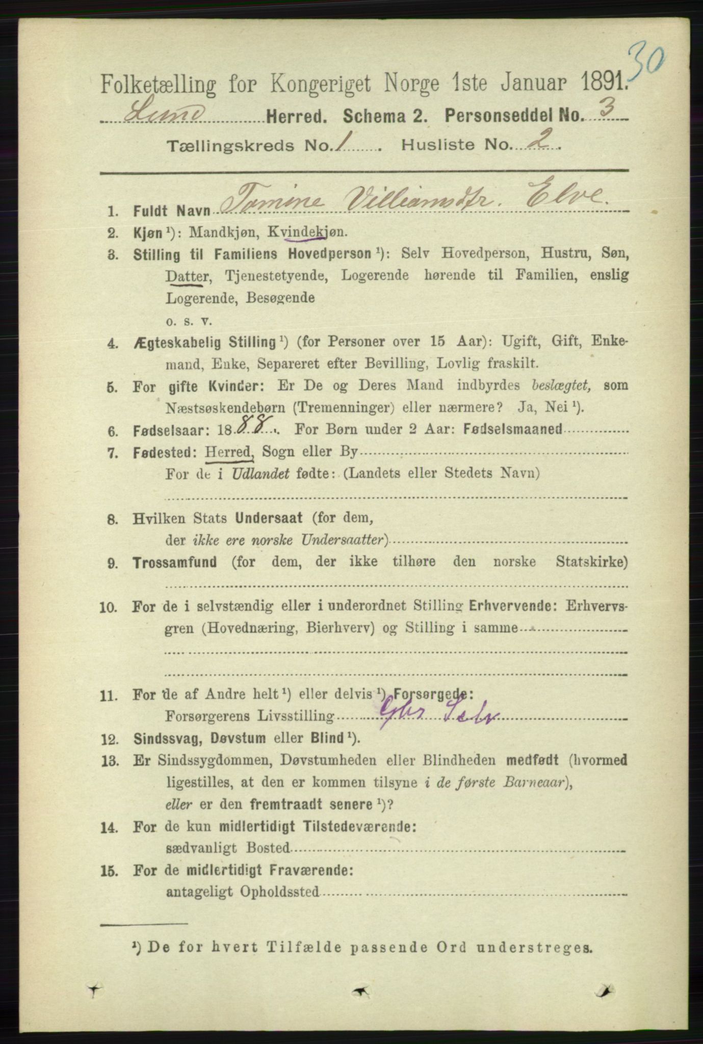 RA, 1891 census for 1112 Lund, 1891, p. 64