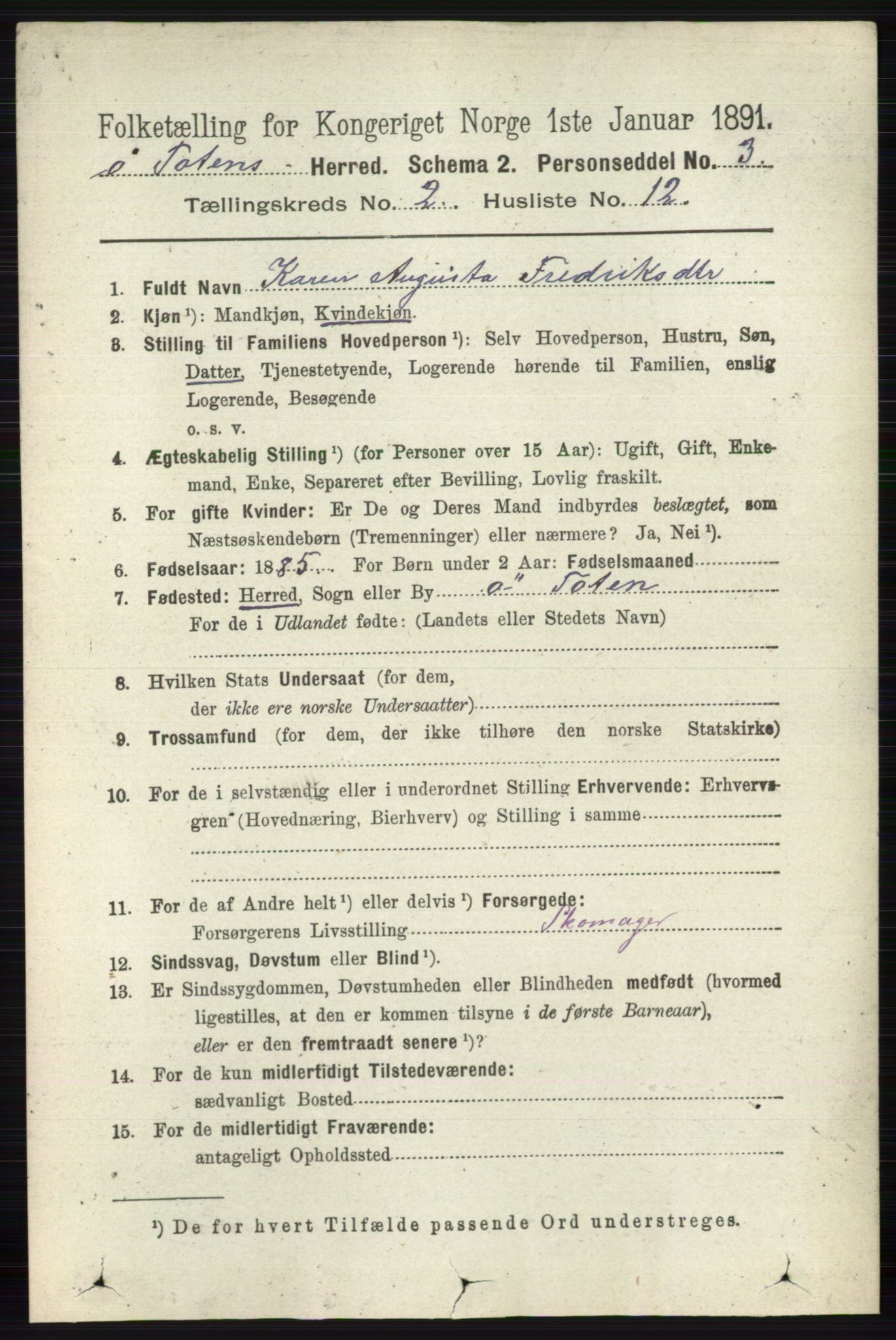 RA, 1891 census for 0528 Østre Toten, 1891, p. 858