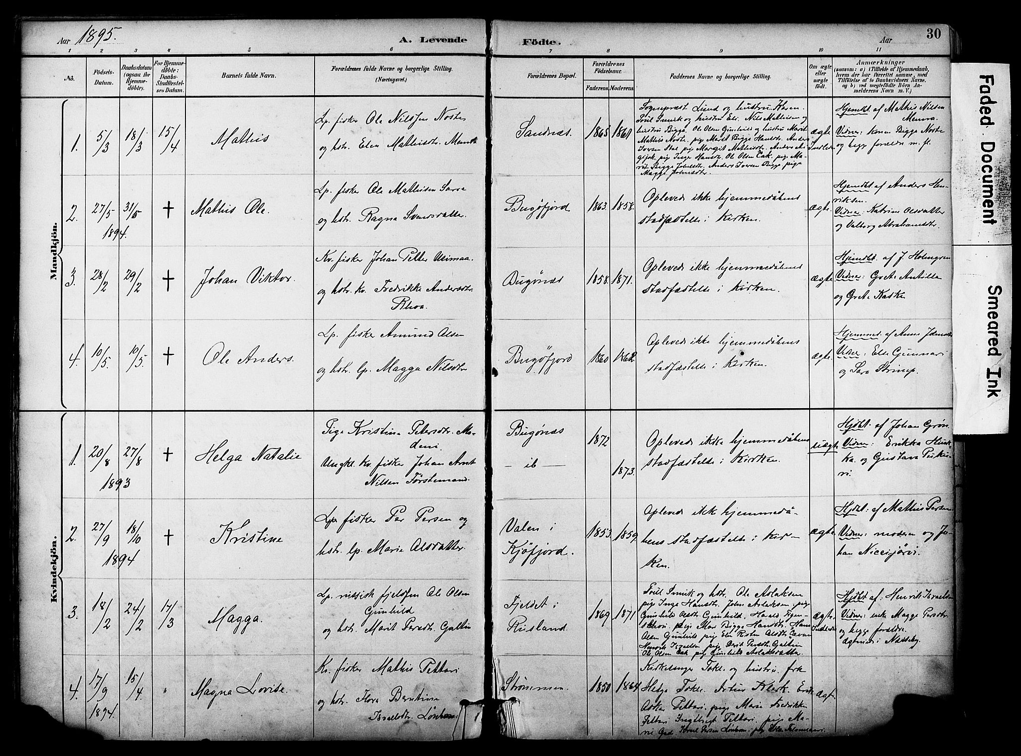 Sør-Varanger sokneprestkontor, AV/SATØ-S-1331/H/Ha/L0004kirke: Parish register (official) no. 4, 1891-1908, p. 30