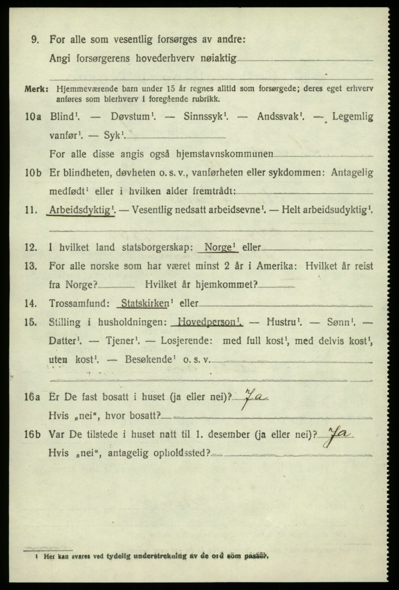 SAB, 1920 census for Hamre, 1920, p. 3442