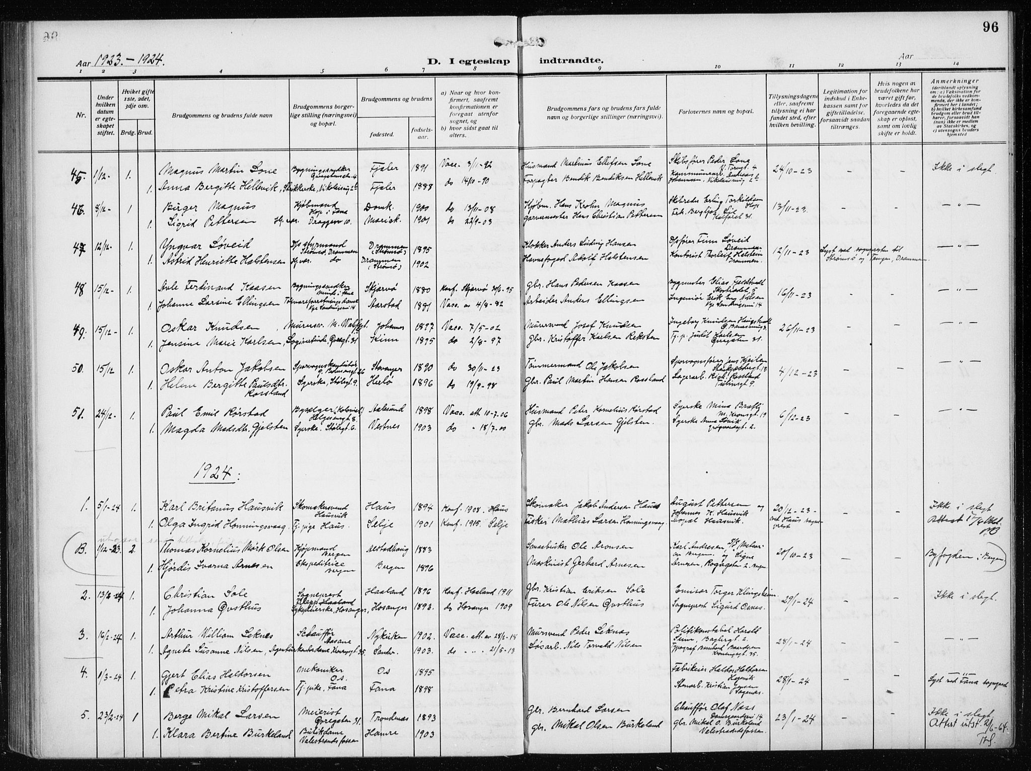 Mariakirken Sokneprestembete, SAB/A-76901/H/Haa/L0015: Parish register (official) no. C 3, 1913-1927, p. 96