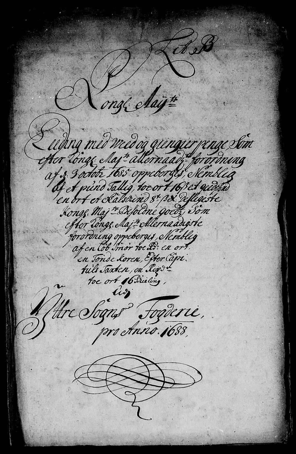 Rentekammeret inntil 1814, Reviderte regnskaper, Stiftamtstueregnskaper, Bergen stiftamt, RA/EA-6043/R/Rc/L0088: Bergen stiftamt, 1688