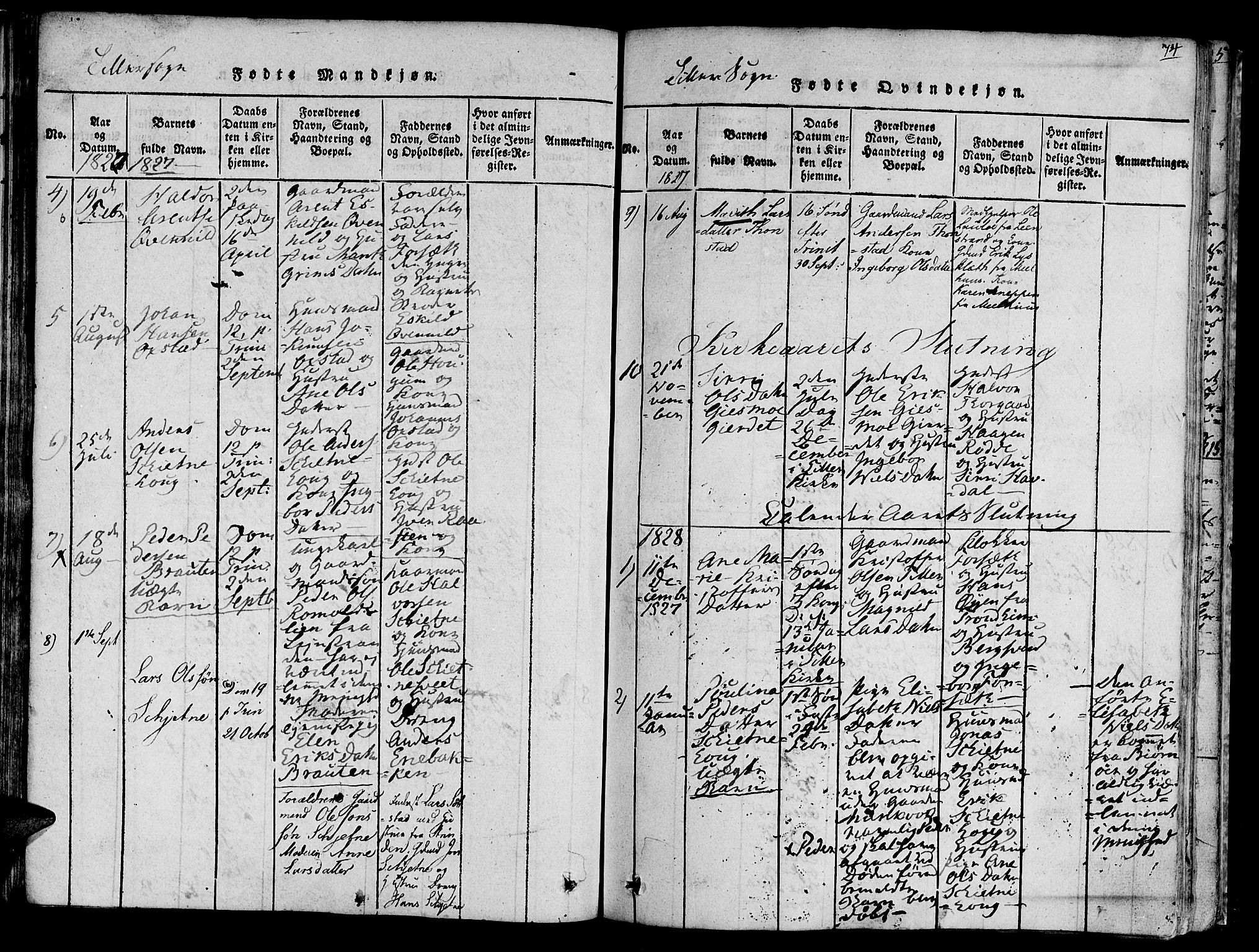 Ministerialprotokoller, klokkerbøker og fødselsregistre - Sør-Trøndelag, SAT/A-1456/618/L0440: Parish register (official) no. 618A04 /2, 1816-1843, p. 74