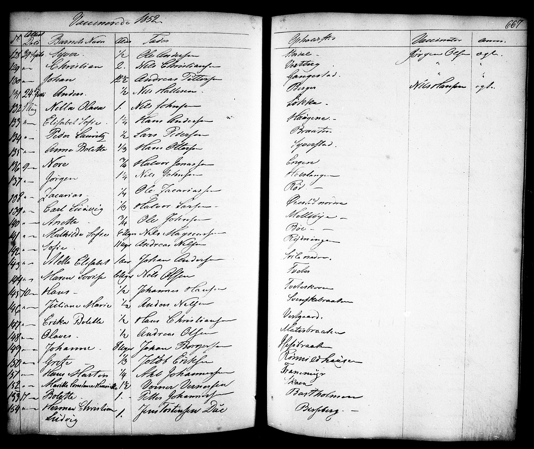 Skjeberg prestekontor Kirkebøker, AV/SAO-A-10923/F/Fa/L0006: Parish register (official) no. I 6, 1846-1858, p. 667