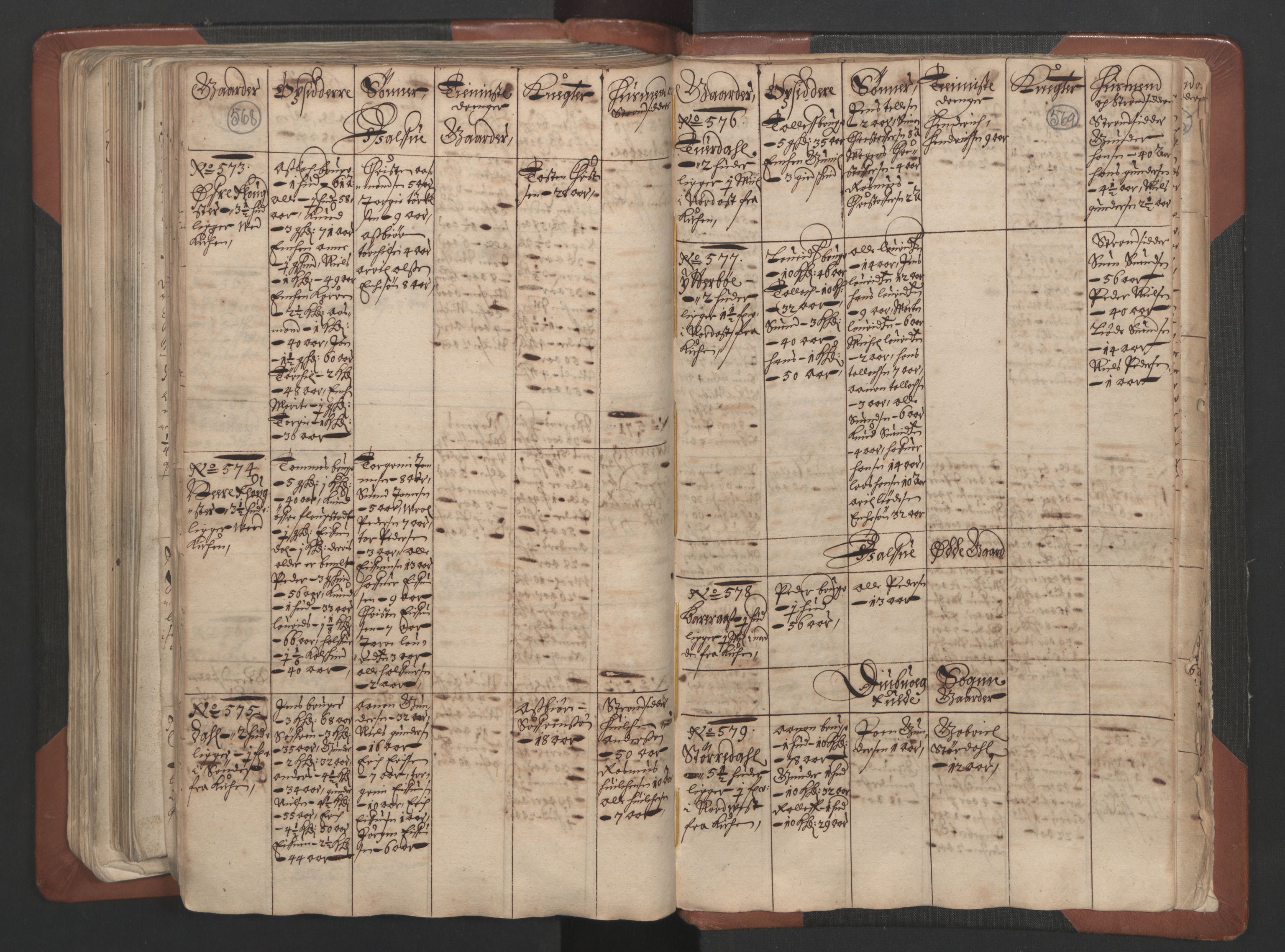 RA, Bailiff's Census 1664-1666, no. 7: Nedenes fogderi, 1664-1666, p. 568-569
