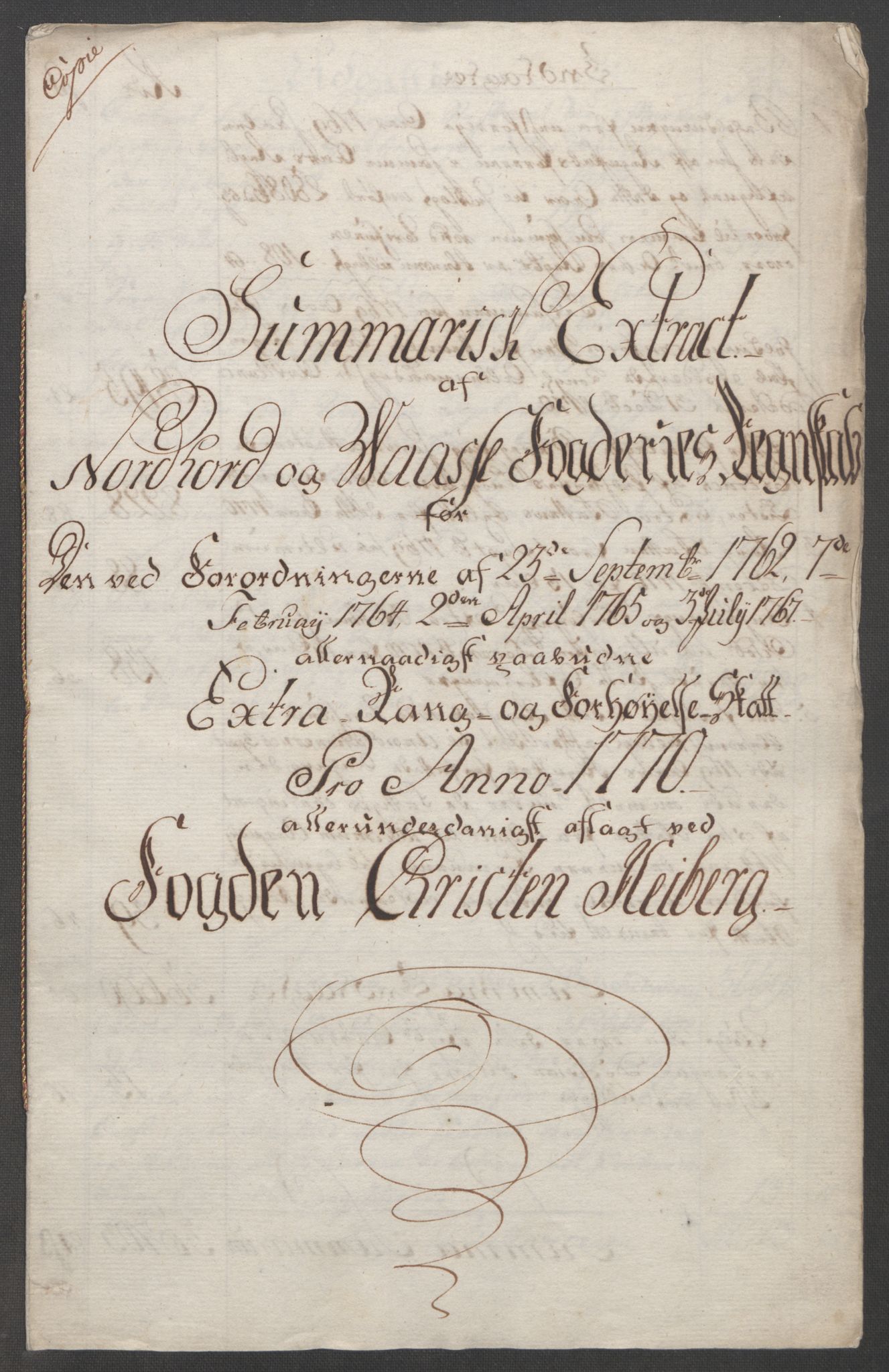 Rentekammeret inntil 1814, Reviderte regnskaper, Fogderegnskap, AV/RA-EA-4092/R51/L3303: Ekstraskatten Nordhordland og Voss, 1762-1772, p. 390