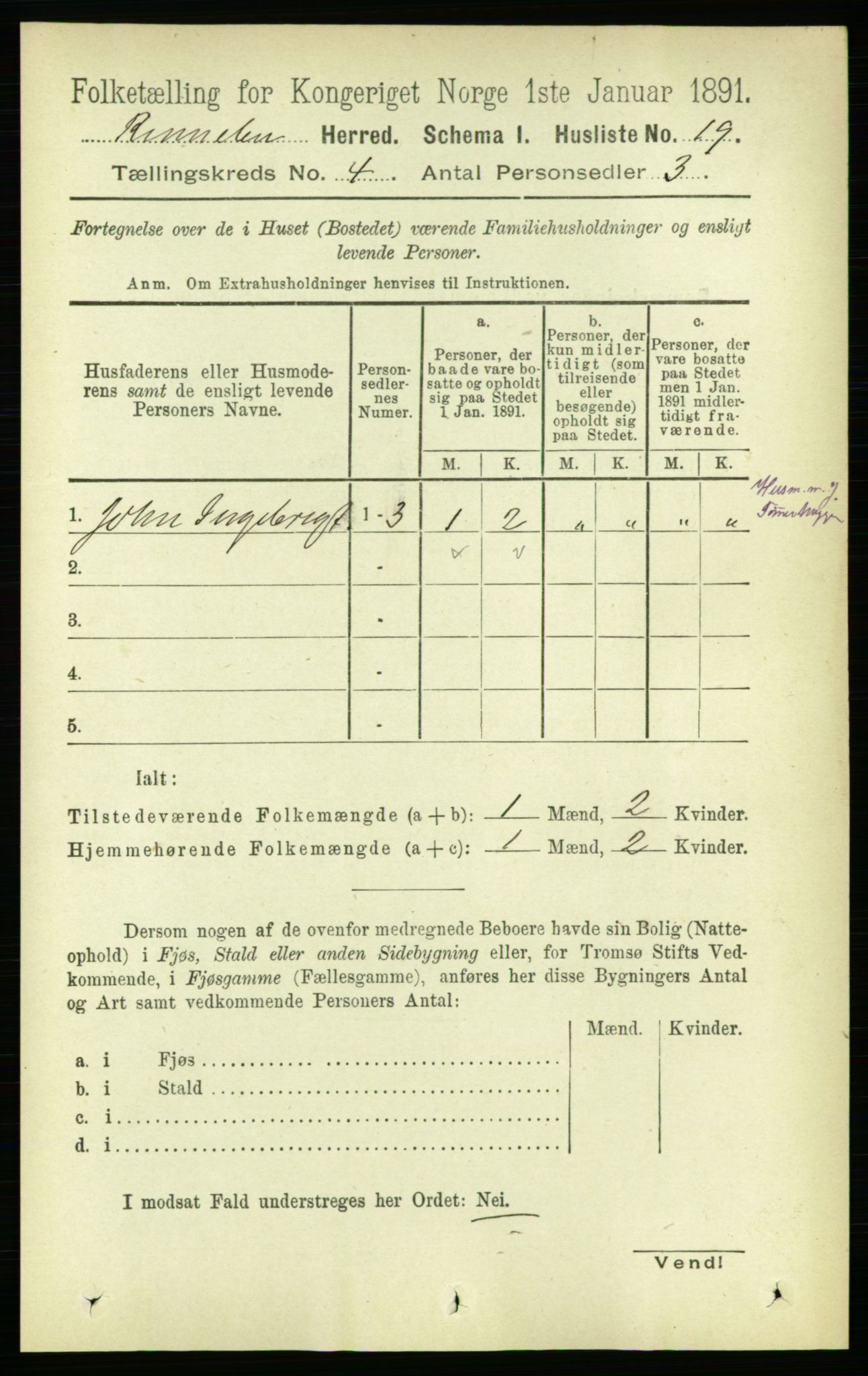 RA, 1891 census for 1635 Rennebu, 1891, p. 1908
