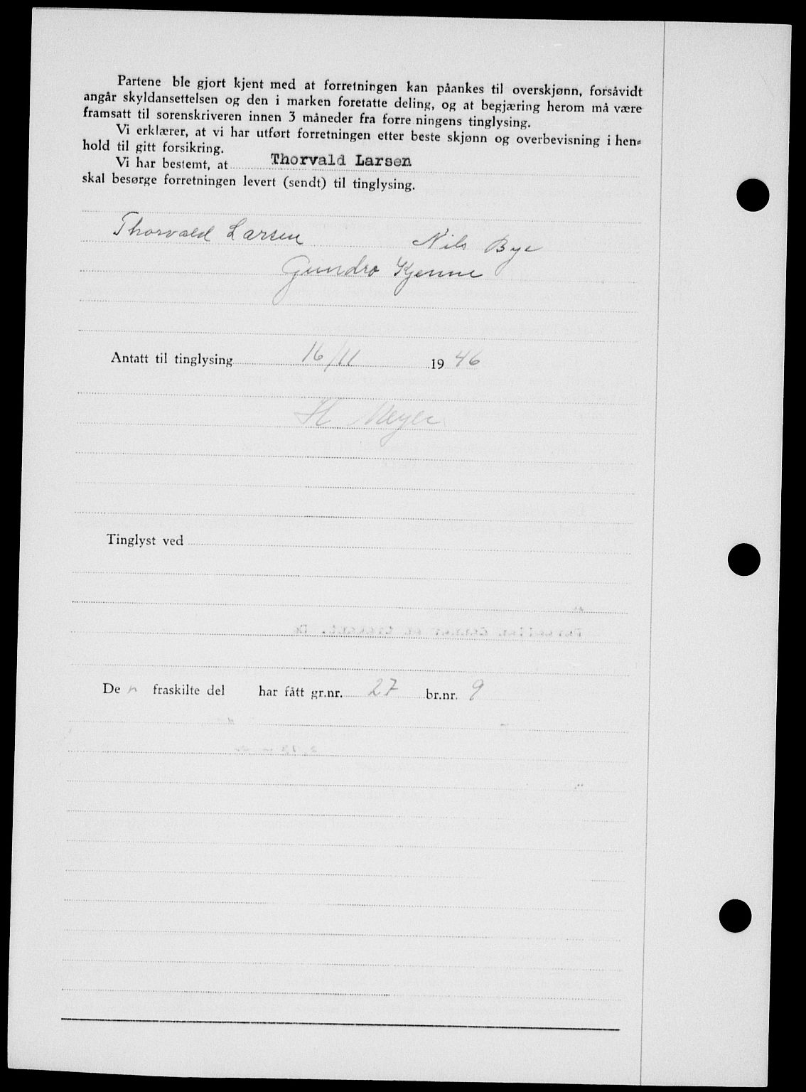 Onsøy sorenskriveri, SAO/A-10474/G/Ga/Gab/L0018: Mortgage book no. II A-18, 1946-1947, Diary no: : 2928/1946