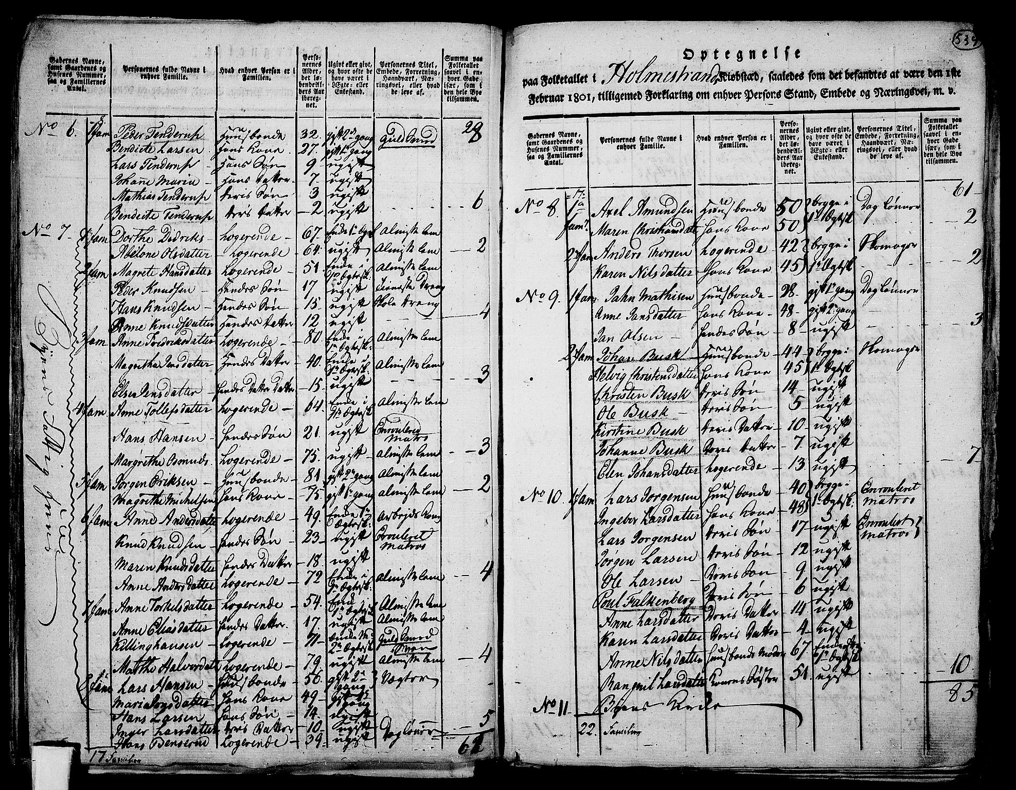 RA, 1801 census for 0715P Botne, 1801, p. 533b-534a