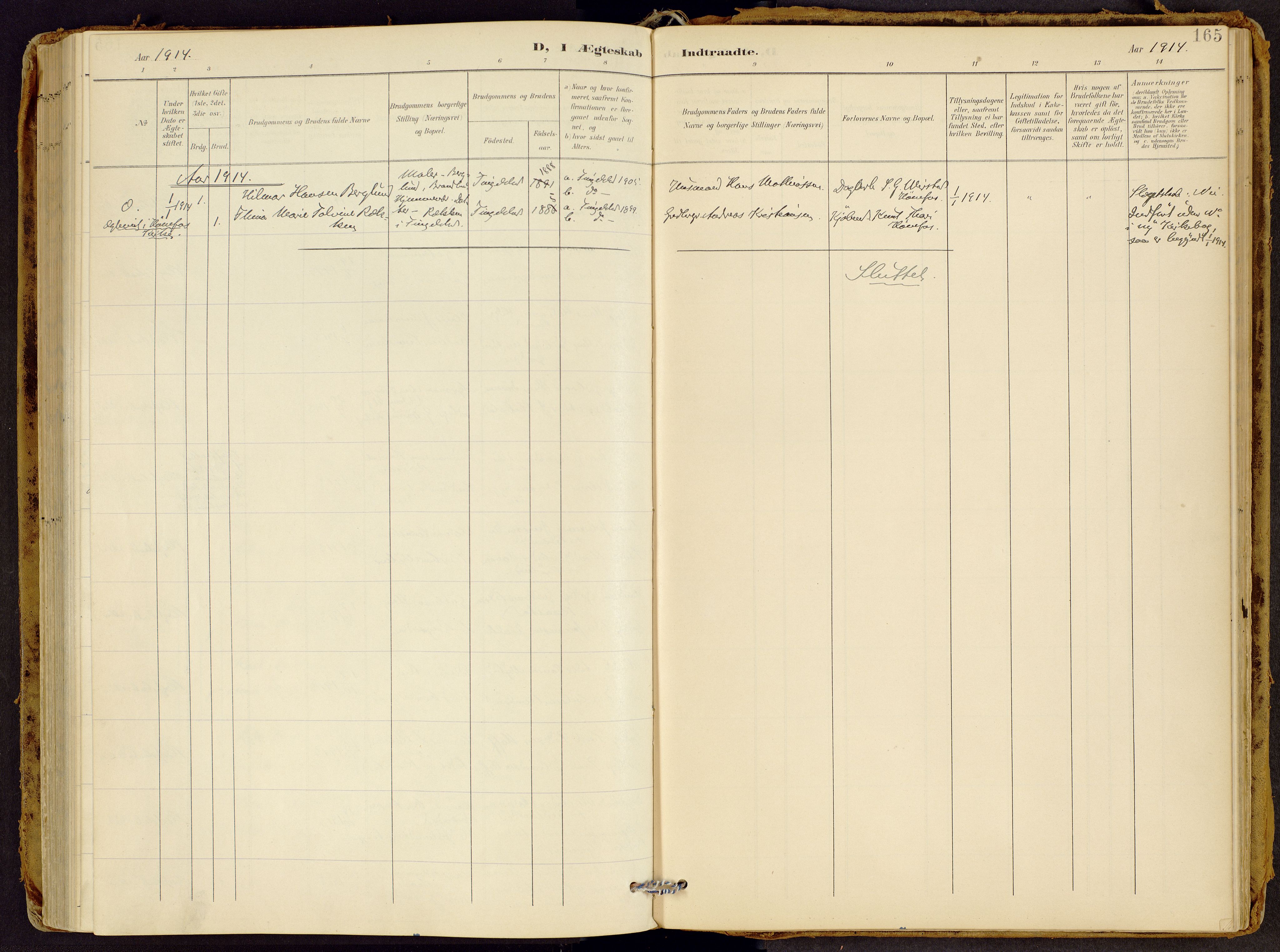 Brandbu prestekontor, SAH/PREST-114/H/Ha/Haa/L0002: Parish register (official) no. 2, 1899-1914, p. 165
