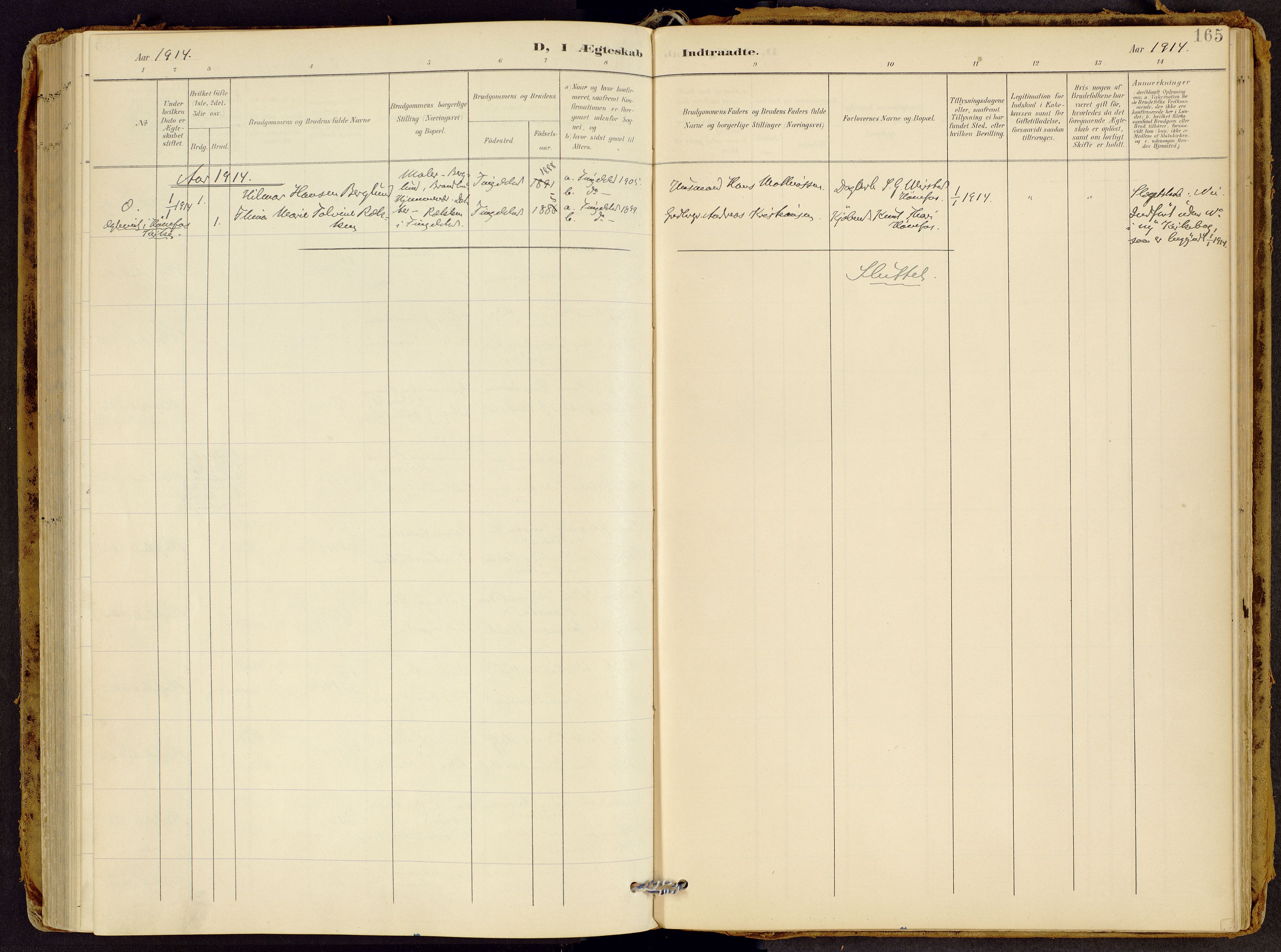 Brandbu prestekontor, AV/SAH-PREST-114/H/Ha/Haa/L0002: Parish register (official) no. 2, 1899-1914, p. 165