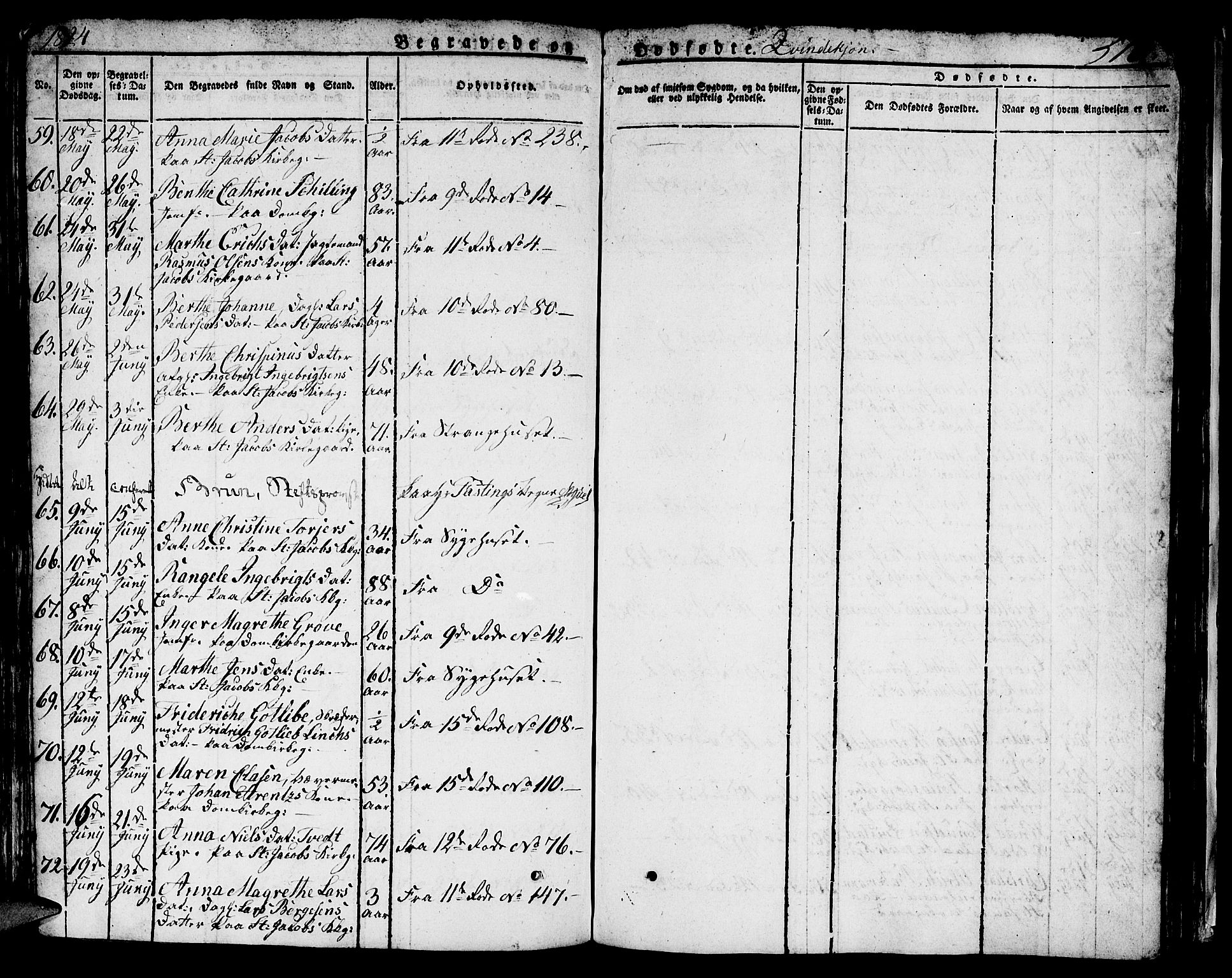 Domkirken sokneprestembete, SAB/A-74801/H/Hab/L0002: Parish register (copy) no. A 2, 1821-1839, p. 517