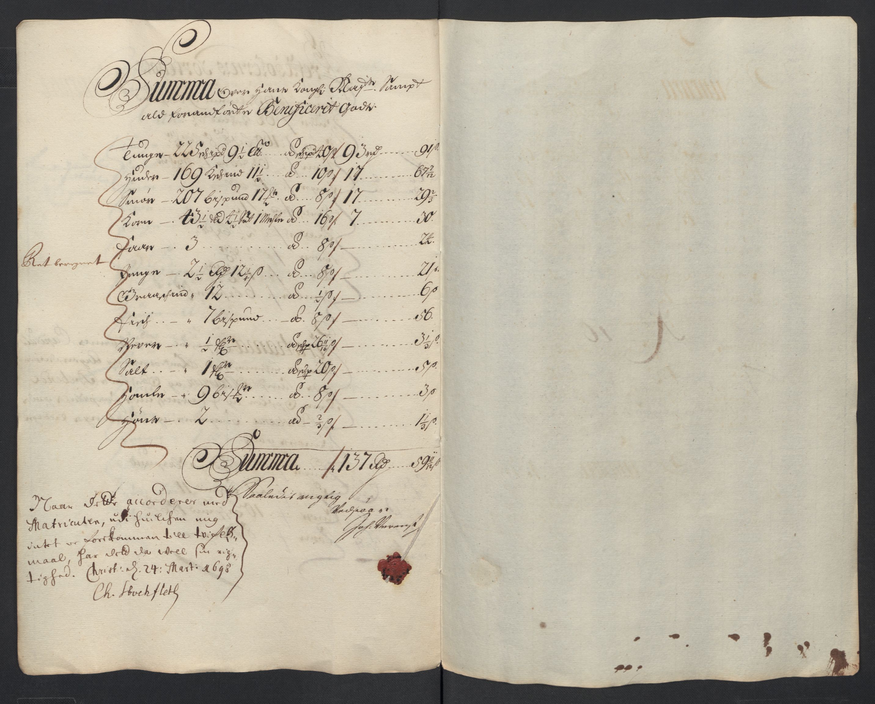 Rentekammeret inntil 1814, Reviderte regnskaper, Fogderegnskap, AV/RA-EA-4092/R18/L1295: Fogderegnskap Hadeland, Toten og Valdres, 1697, p. 230