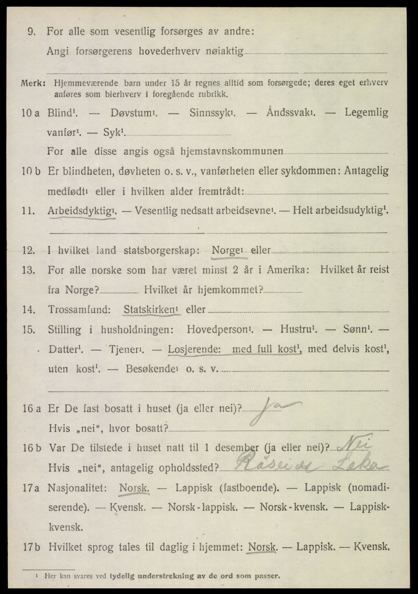 SAT, 1920 census for Kolvereid, 1920, p. 1520