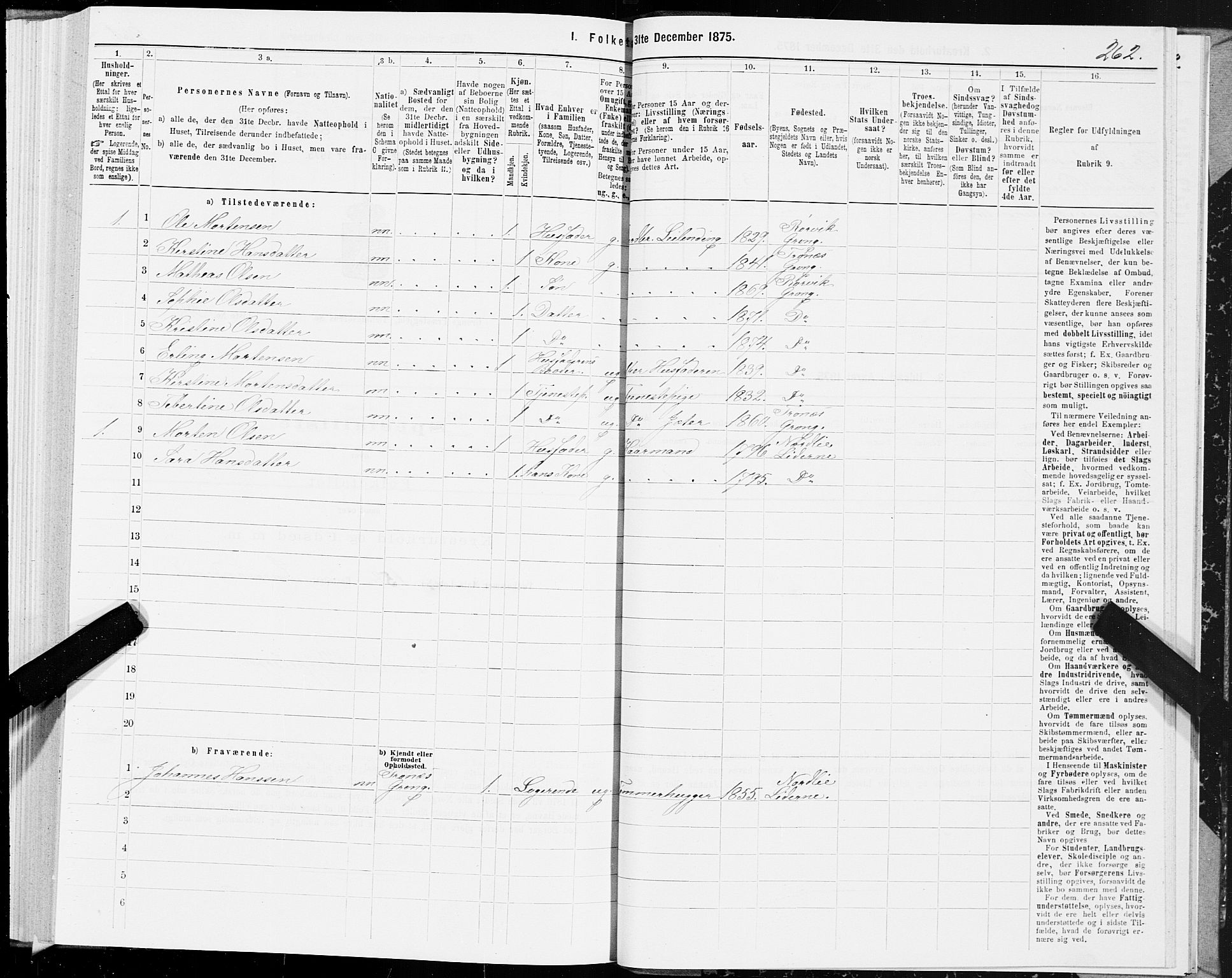 SAT, 1875 census for 1742P Grong, 1875, p. 4262