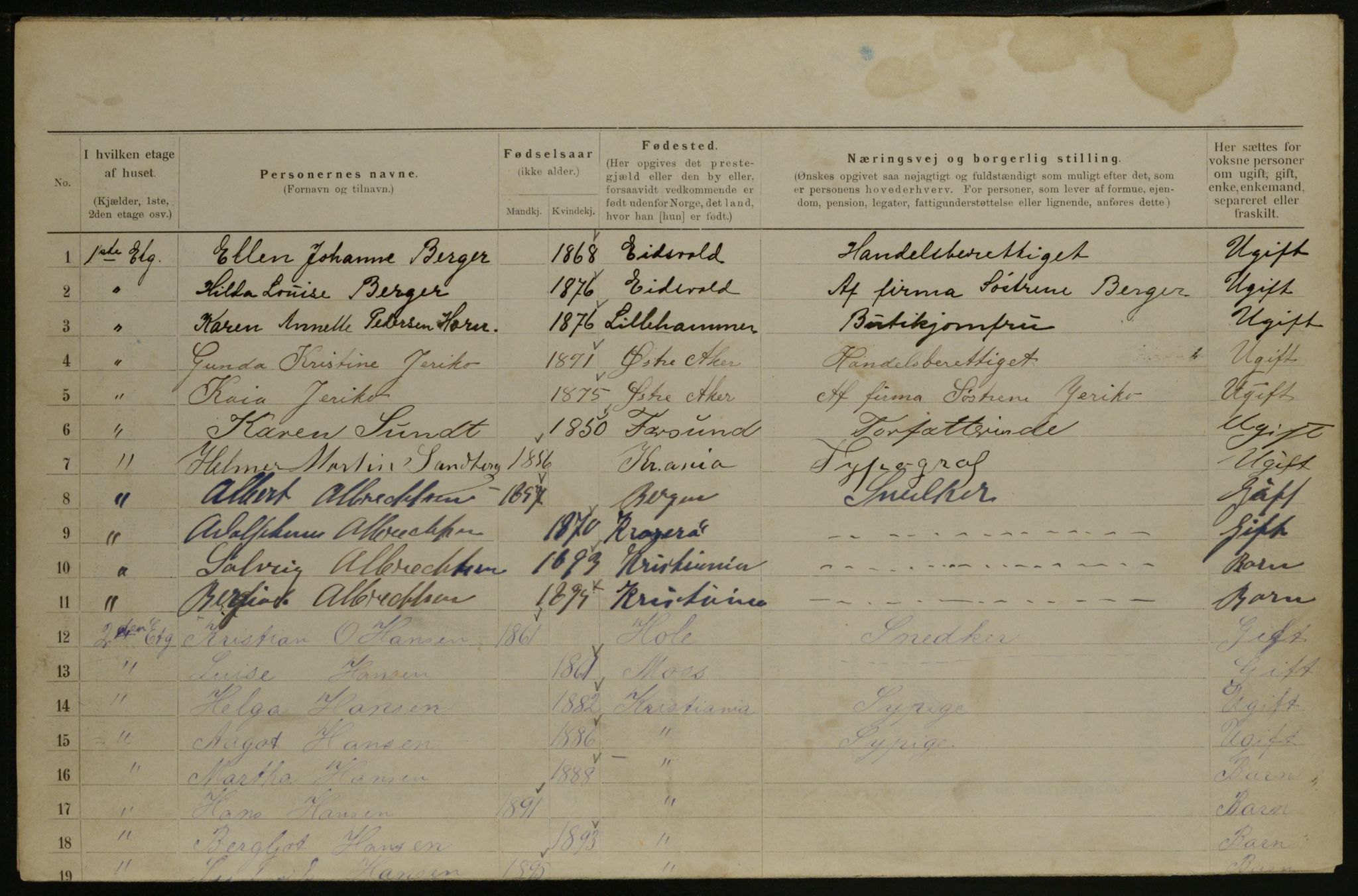 OBA, Municipal Census 1901 for Kristiania, 1901, p. 7901