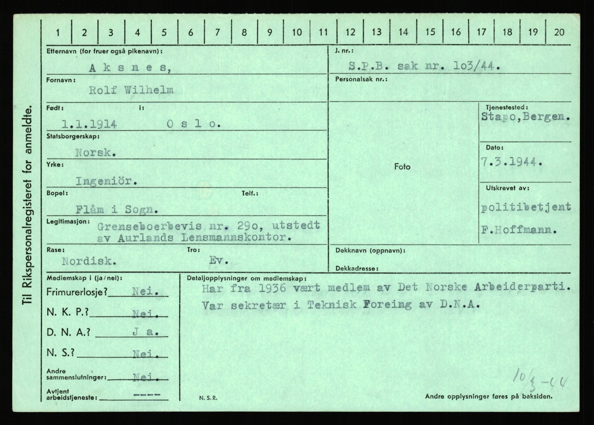 Statspolitiet - Hovedkontoret / Osloavdelingen, AV/RA-S-1329/C/Ca/L0001: Aabakken - Armann, 1943-1945, p. 1323