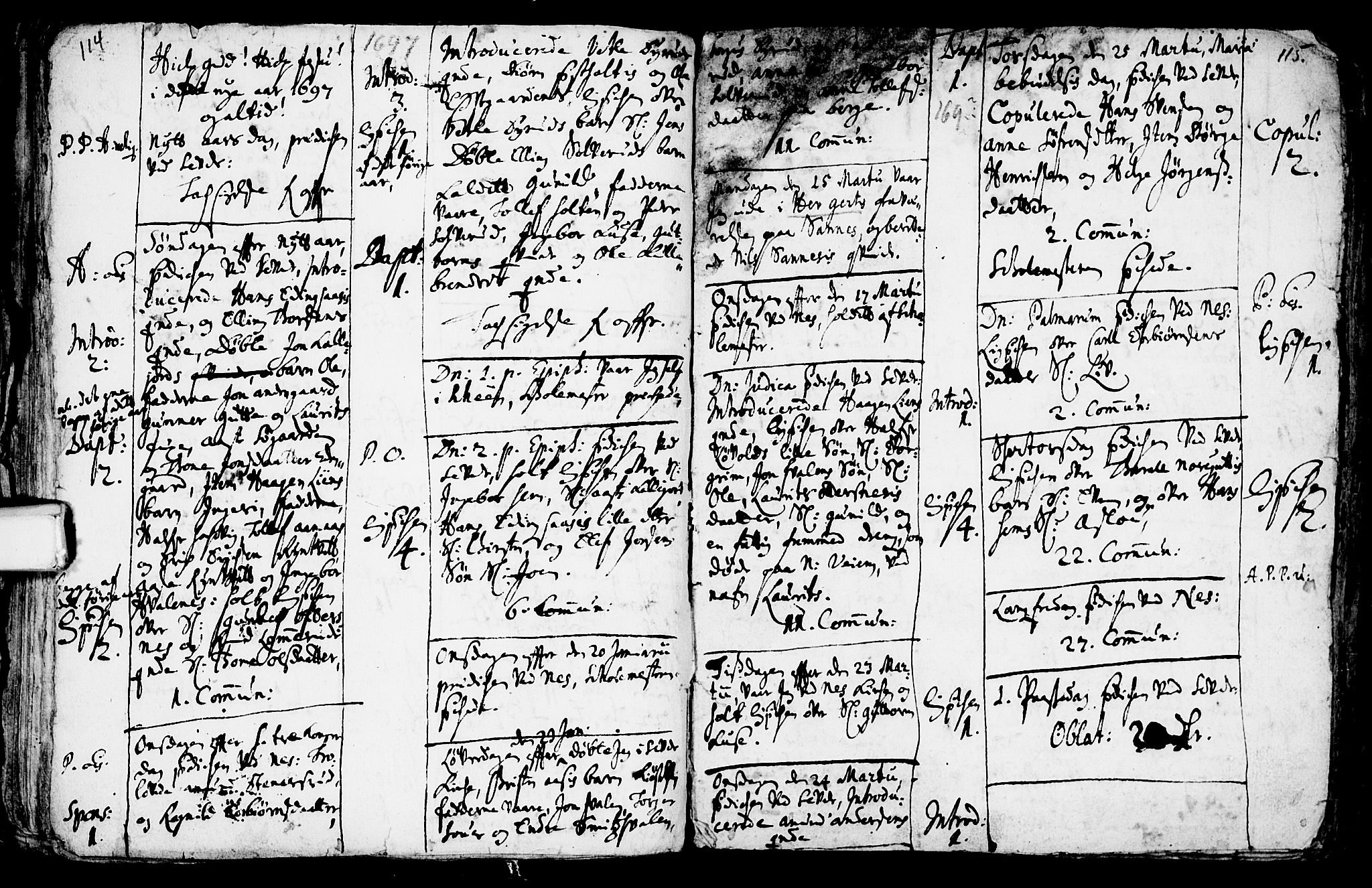 Sauherad kirkebøker, AV/SAKO-A-298/F/Fa/L0002: Parish register (official) no. I 2, 1681-1720, p. 114-115