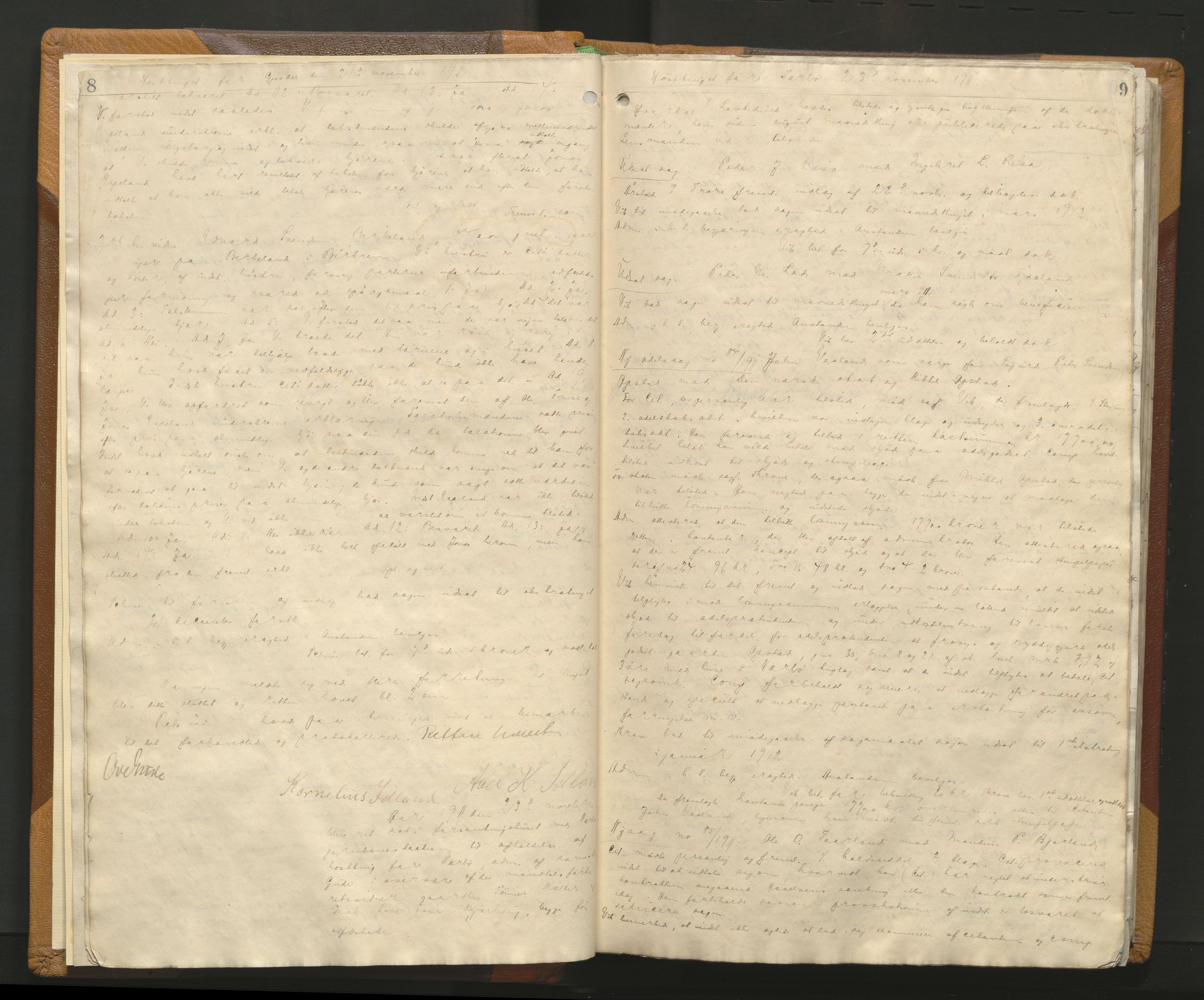 Jæren sorenskriveri, AV/SAST-A-100310/01/3/30/30BA/L0012: TINGBOK 18, 1911-1915, p. 8-9