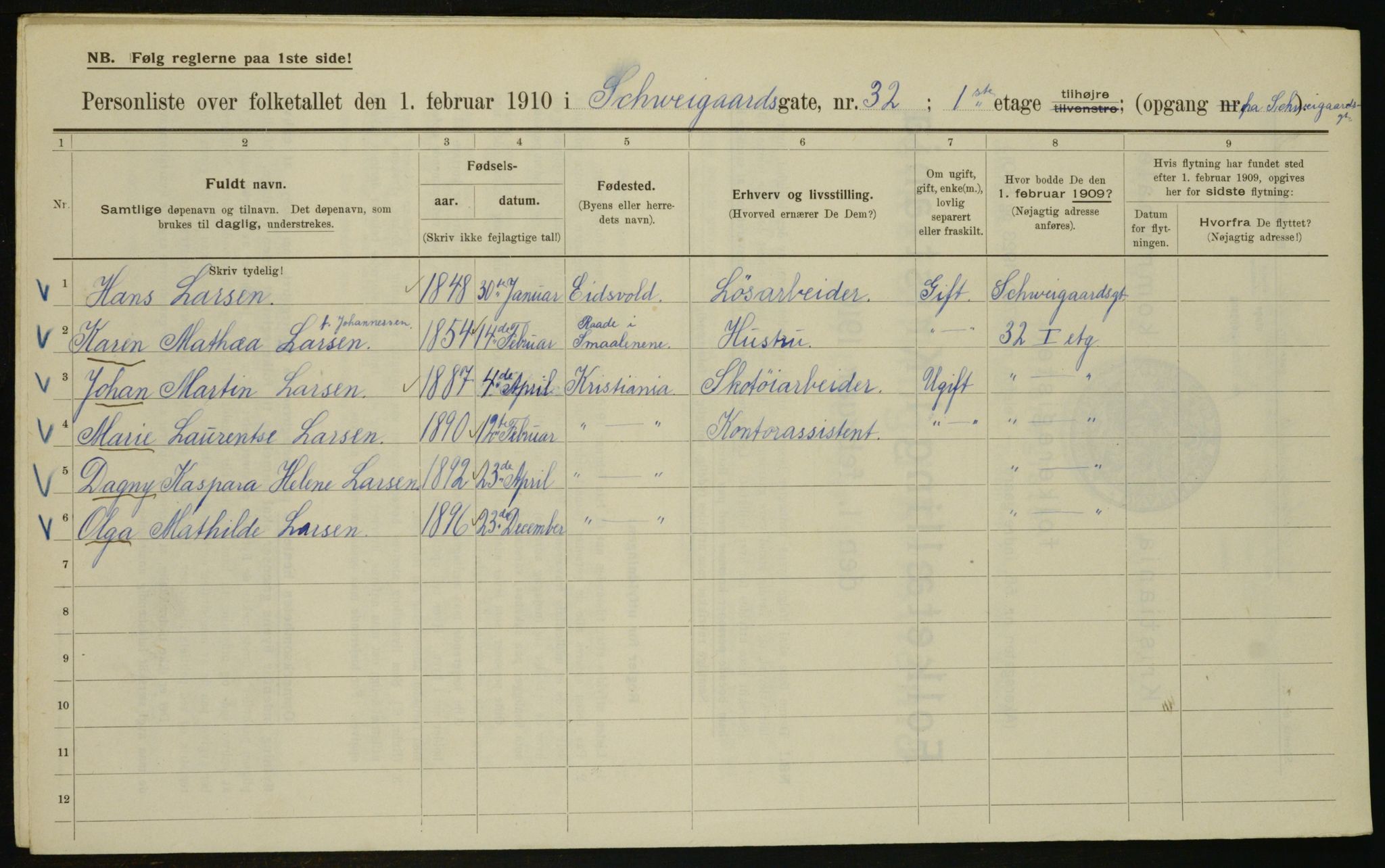 OBA, Municipal Census 1910 for Kristiania, 1910, p. 86762