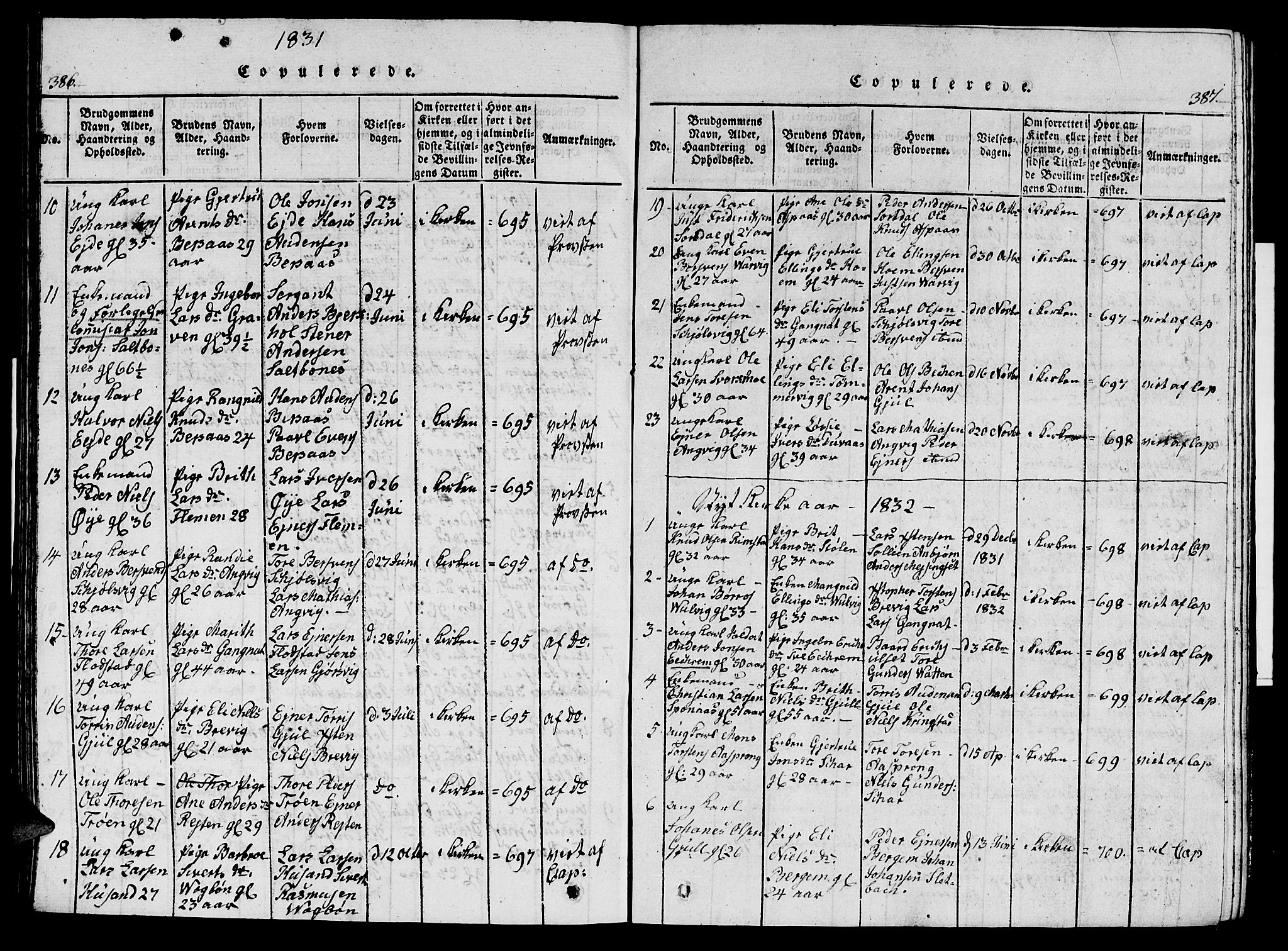 Ministerialprotokoller, klokkerbøker og fødselsregistre - Møre og Romsdal, AV/SAT-A-1454/586/L0990: Parish register (copy) no. 586C01, 1819-1837, p. 386-387