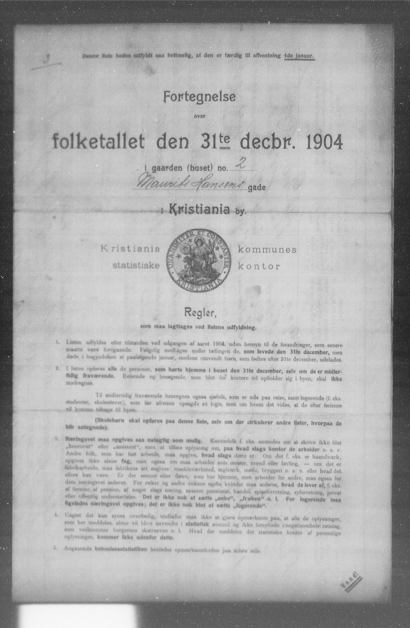 OBA, Municipal Census 1904 for Kristiania, 1904, p. 12462