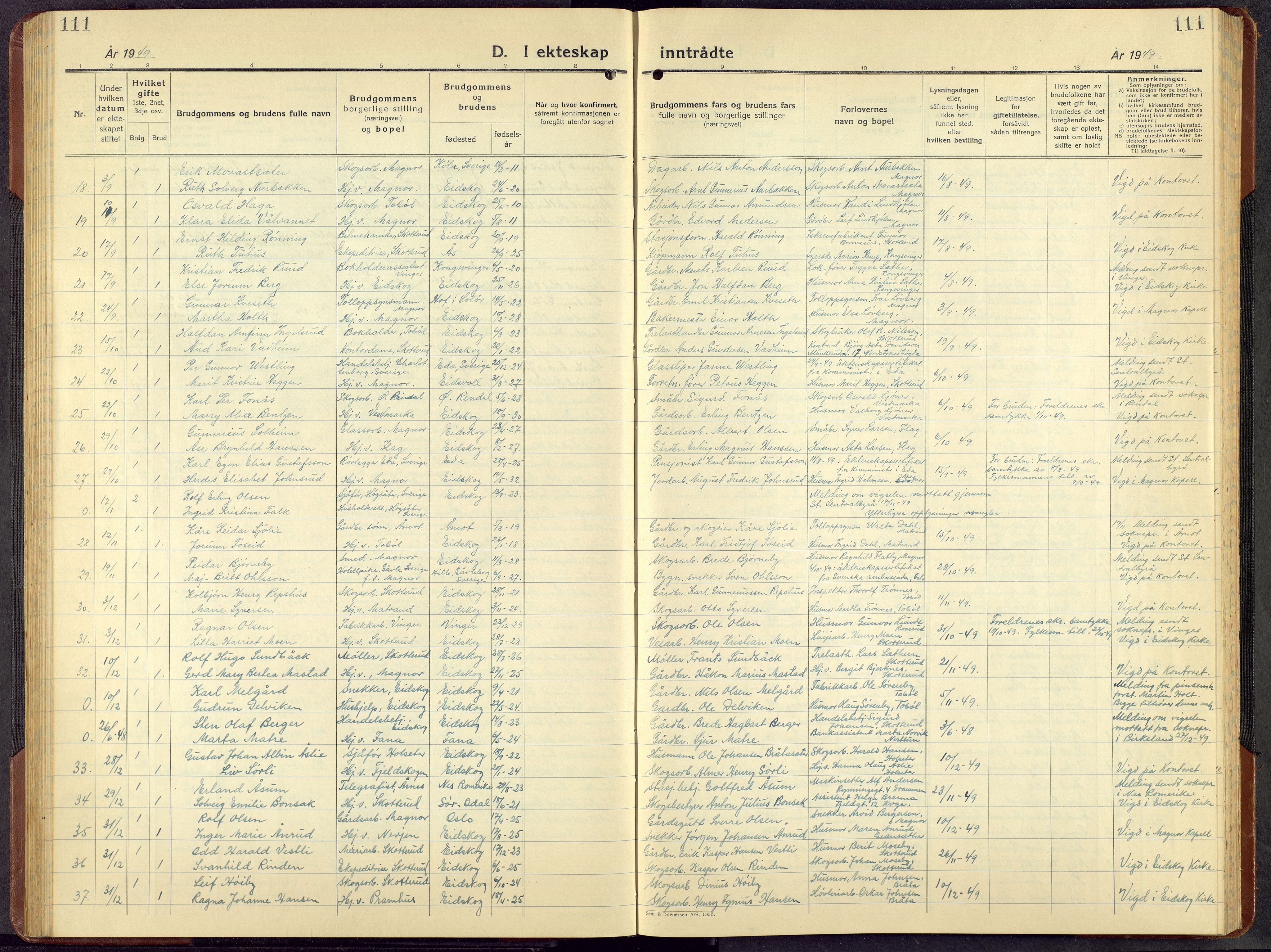 Eidskog prestekontor, AV/SAH-PREST-026/H/Ha/Hab/L0008: Parish register (copy) no. 8, 1938-1959, p. 111