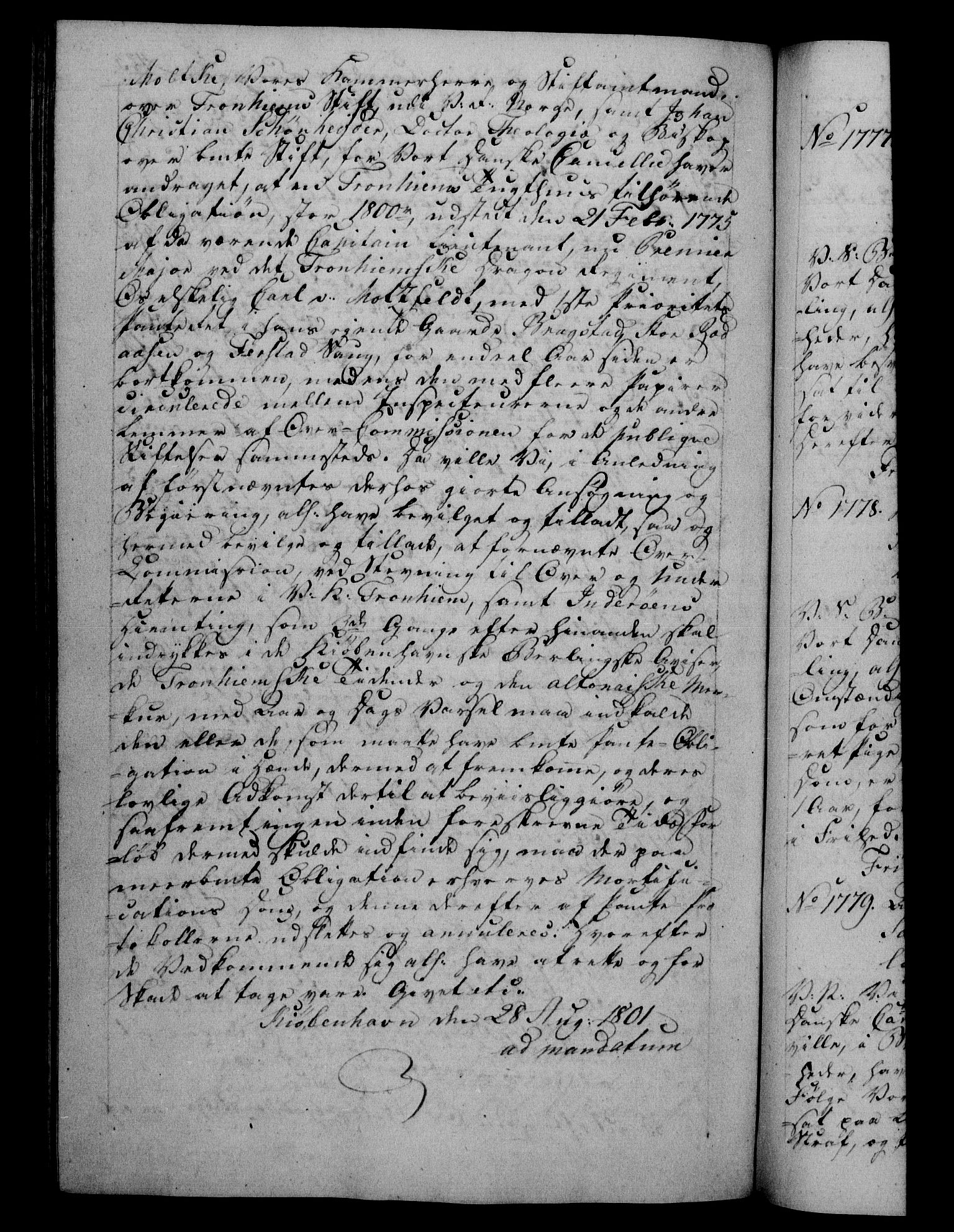 Danske Kanselli 1800-1814, RA/EA-3024/H/Hf/Hfb/Hfba/L0001: Registranter, 1800-1801, p. 423b