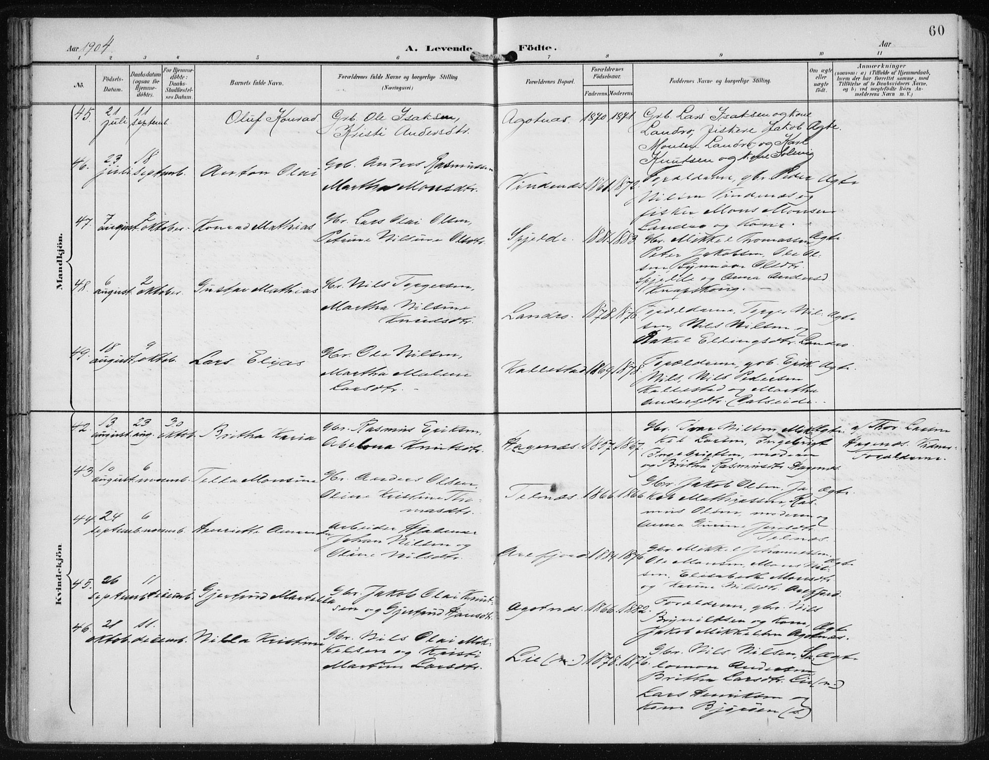 Fjell sokneprestembete, SAB/A-75301/H/Haa: Parish register (official) no. A  9, 1899-1910, p. 60