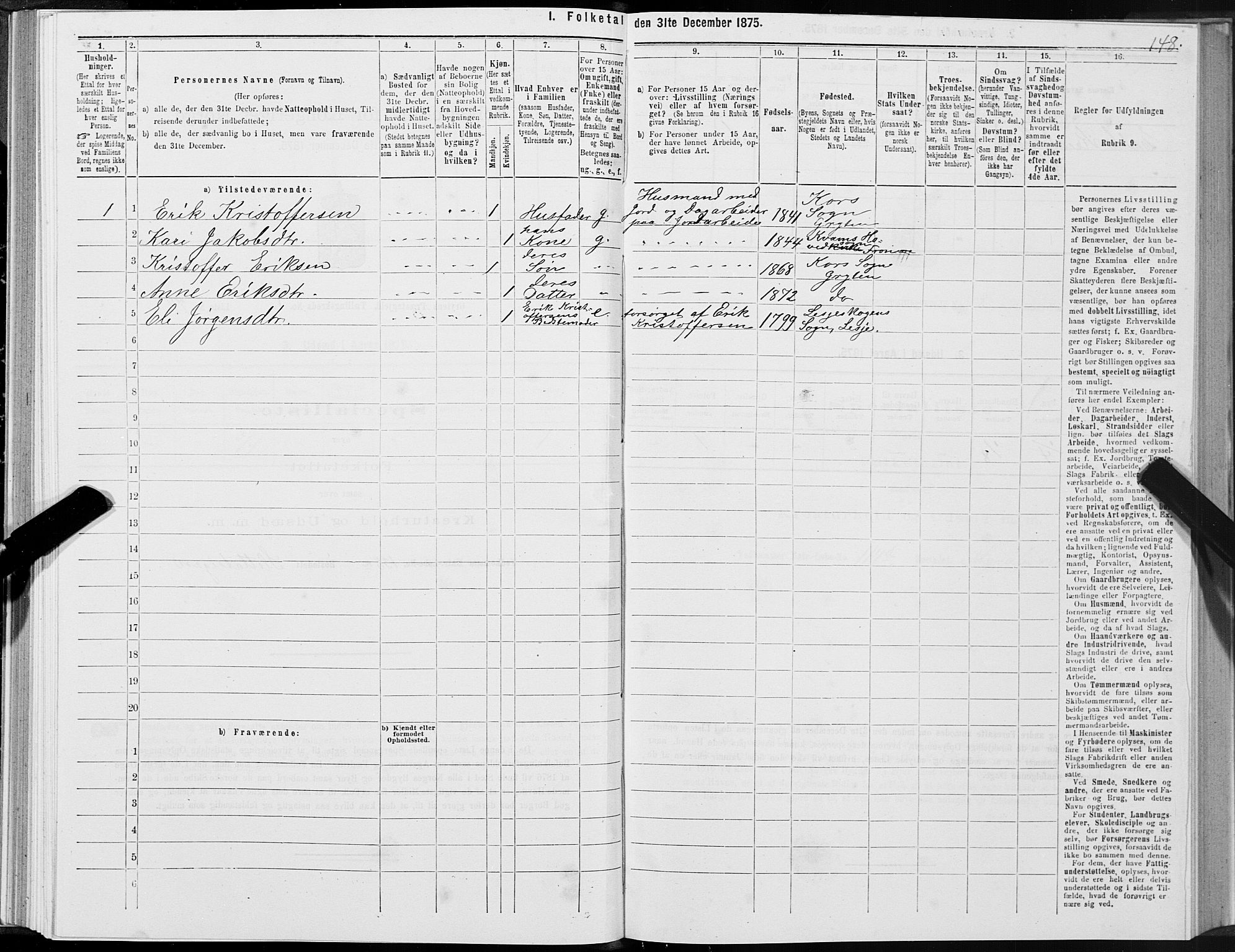 SAT, 1875 census for 1539P Grytten, 1875, p. 1148