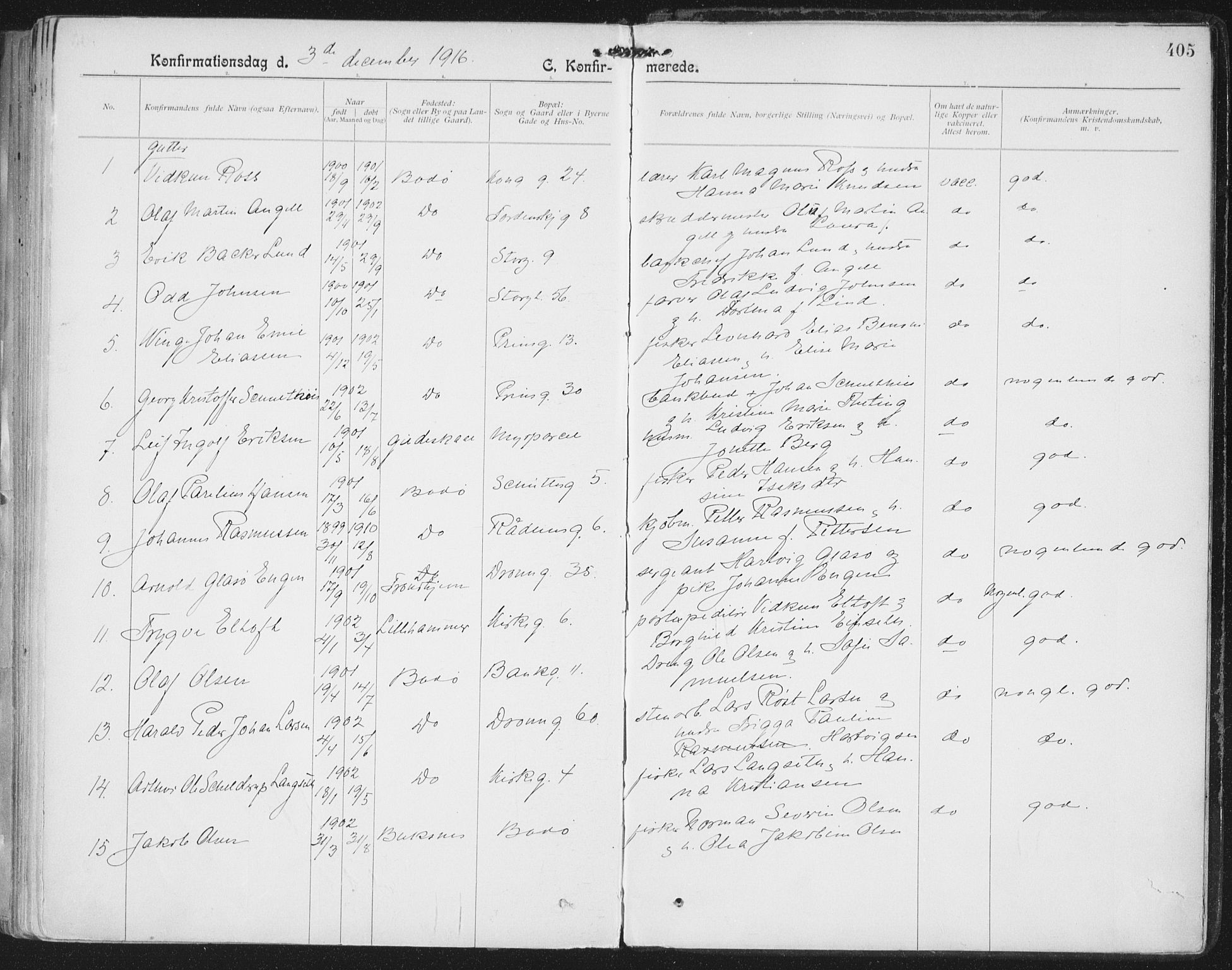 Ministerialprotokoller, klokkerbøker og fødselsregistre - Nordland, SAT/A-1459/801/L0011: Parish register (official) no. 801A11, 1900-1916, p. 405