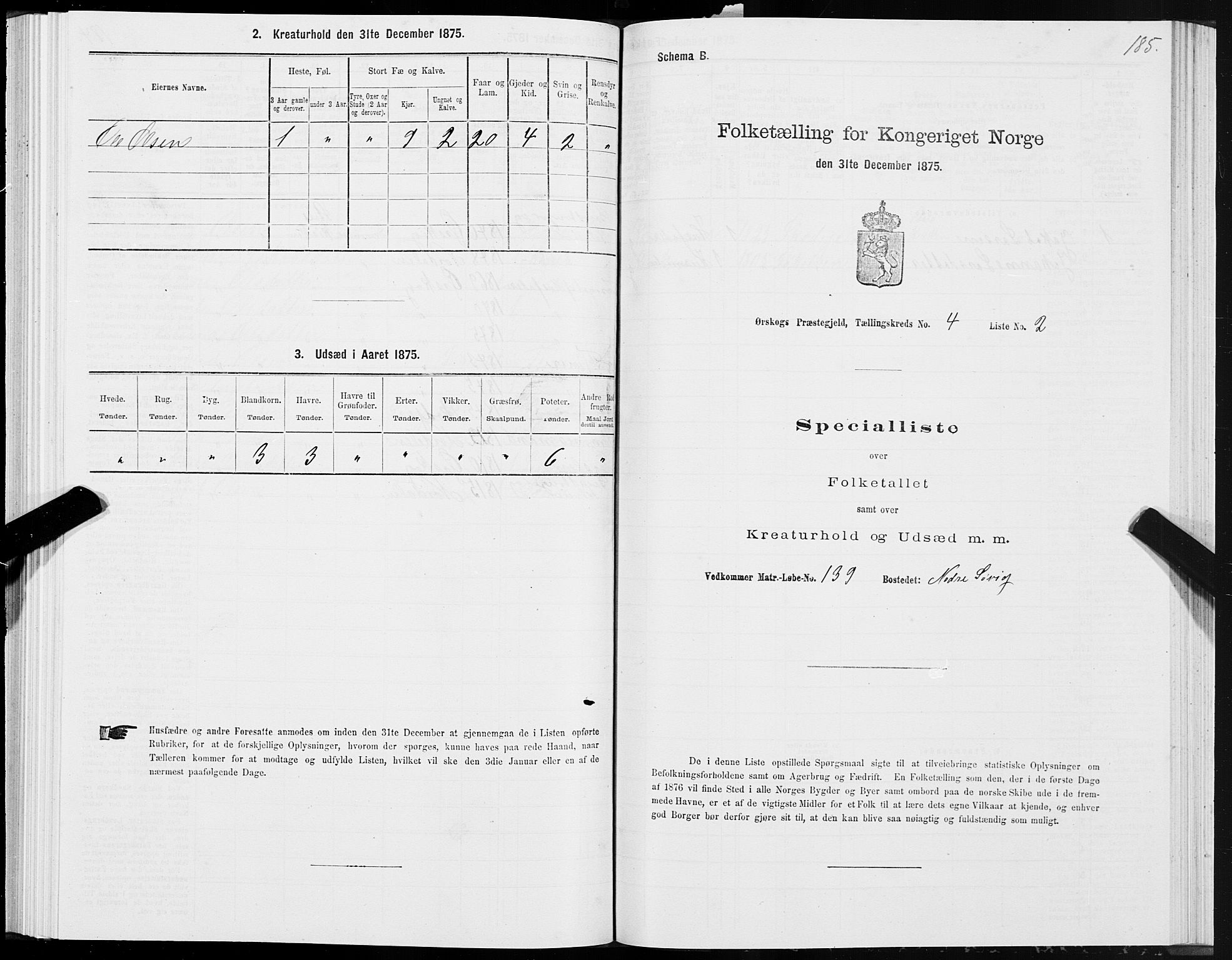 SAT, 1875 census for 1527P Ørskog, 1875, p. 3185