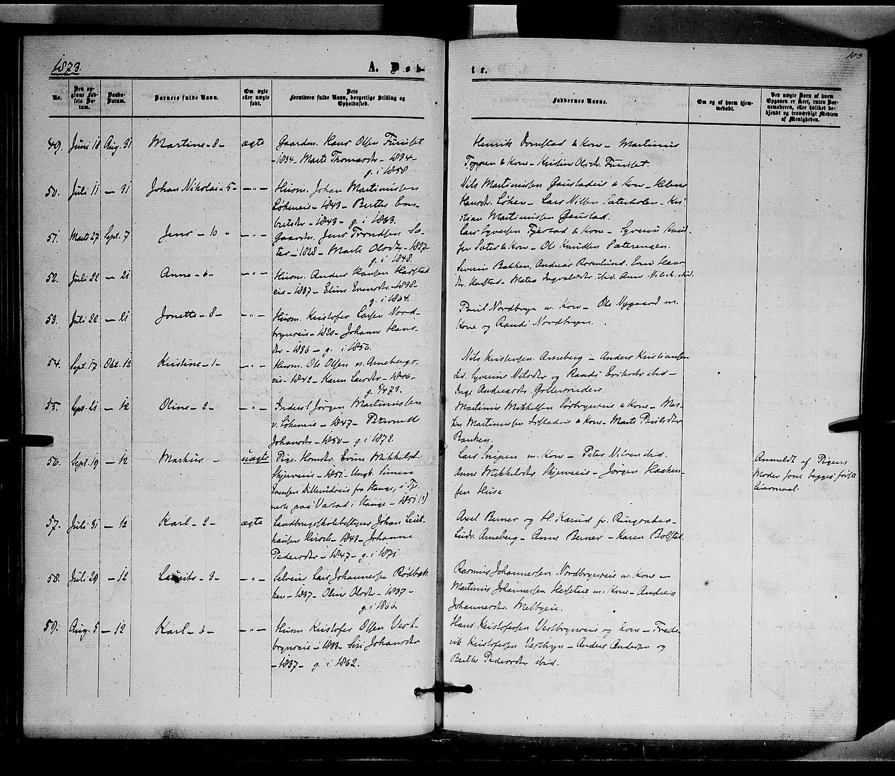 Romedal prestekontor, AV/SAH-PREST-004/K/L0005: Parish register (official) no. 5, 1862-1874, p. 103