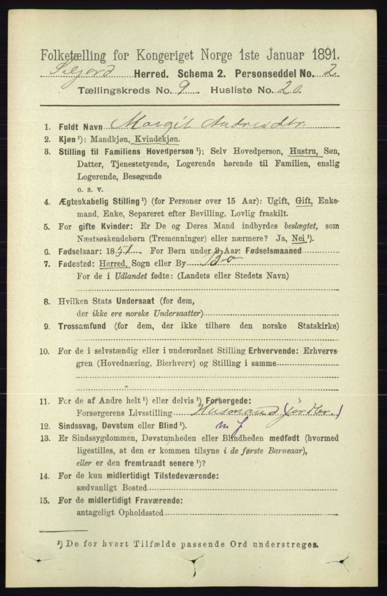 RA, 1891 census for 0828 Seljord, 1891, p. 3273