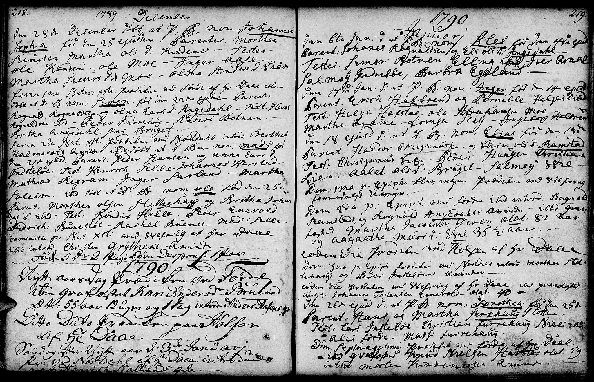 Førde sokneprestembete, AV/SAB-A-79901/H/Haa/Haaa/L0004: Parish register (official) no. A 4, 1781-1803, p. 218-219