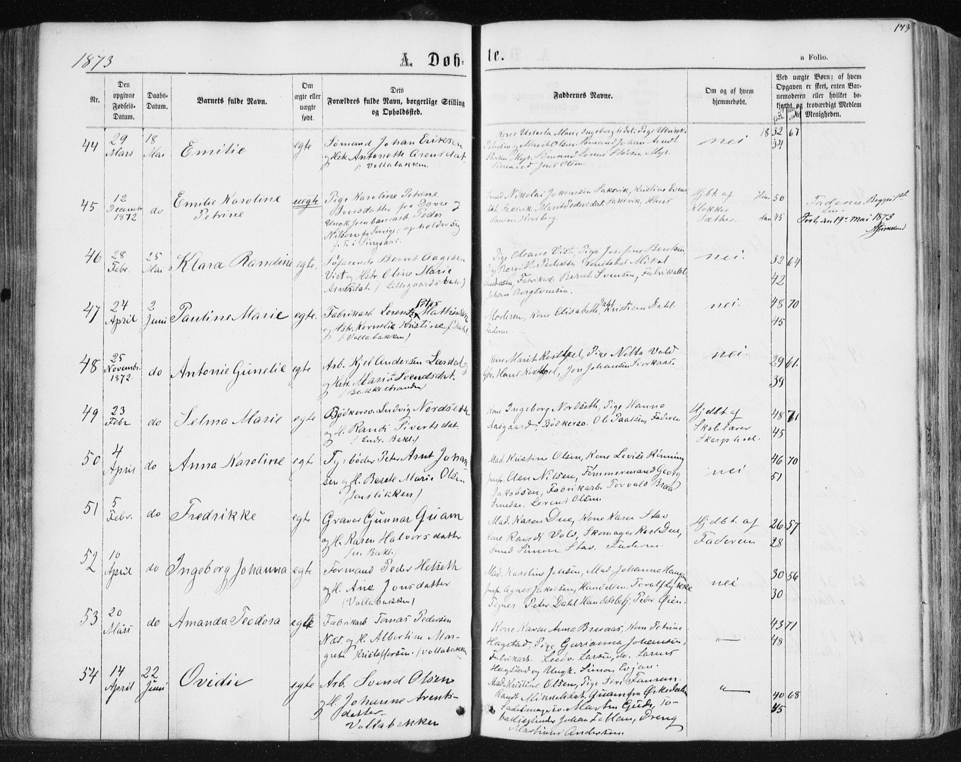 Ministerialprotokoller, klokkerbøker og fødselsregistre - Sør-Trøndelag, SAT/A-1456/604/L0186: Parish register (official) no. 604A07, 1866-1877, p. 173